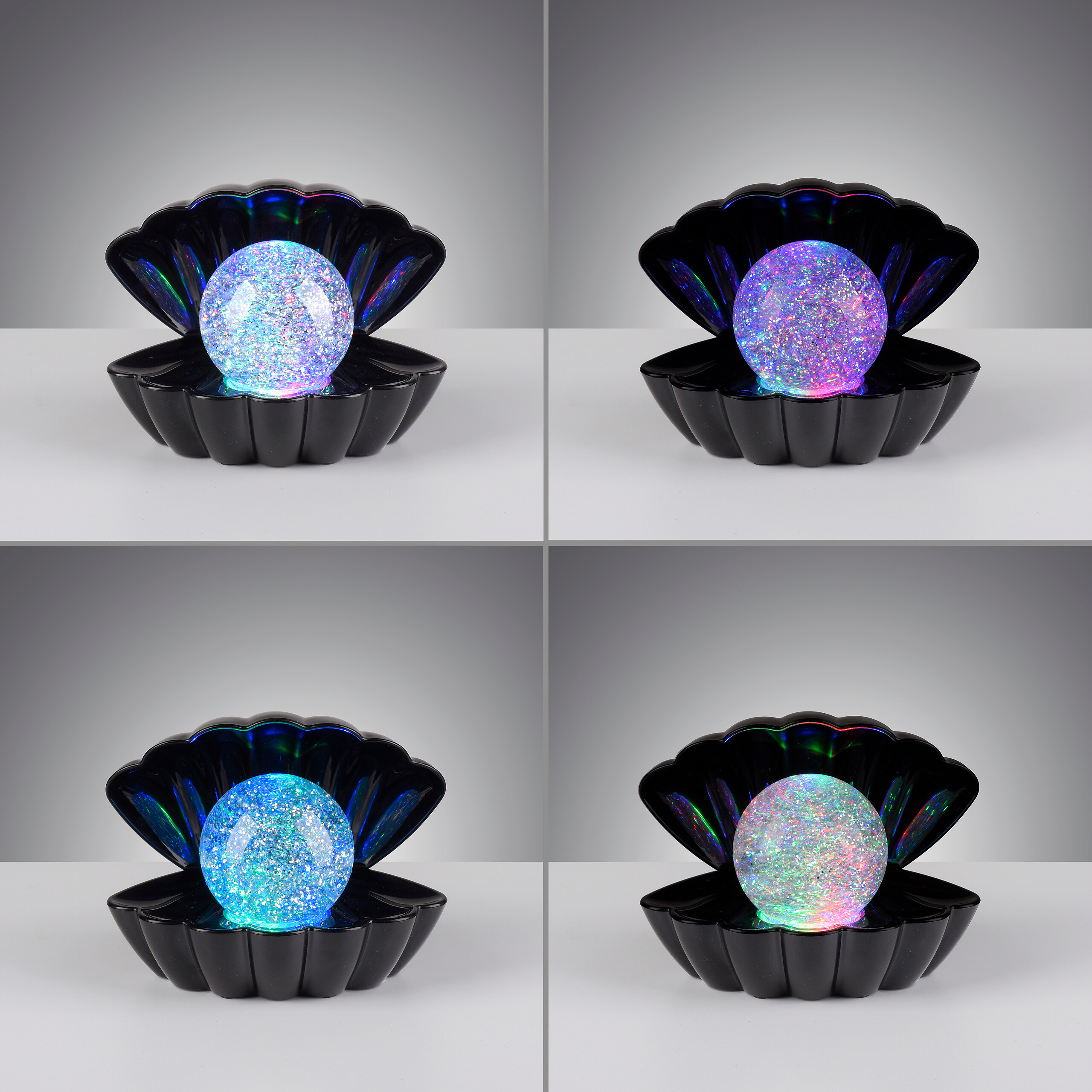 Just Light LED-Dekoleuchte Muschel schwarz Kunststoff B/H/D: ca. 18x13x14,8 cm