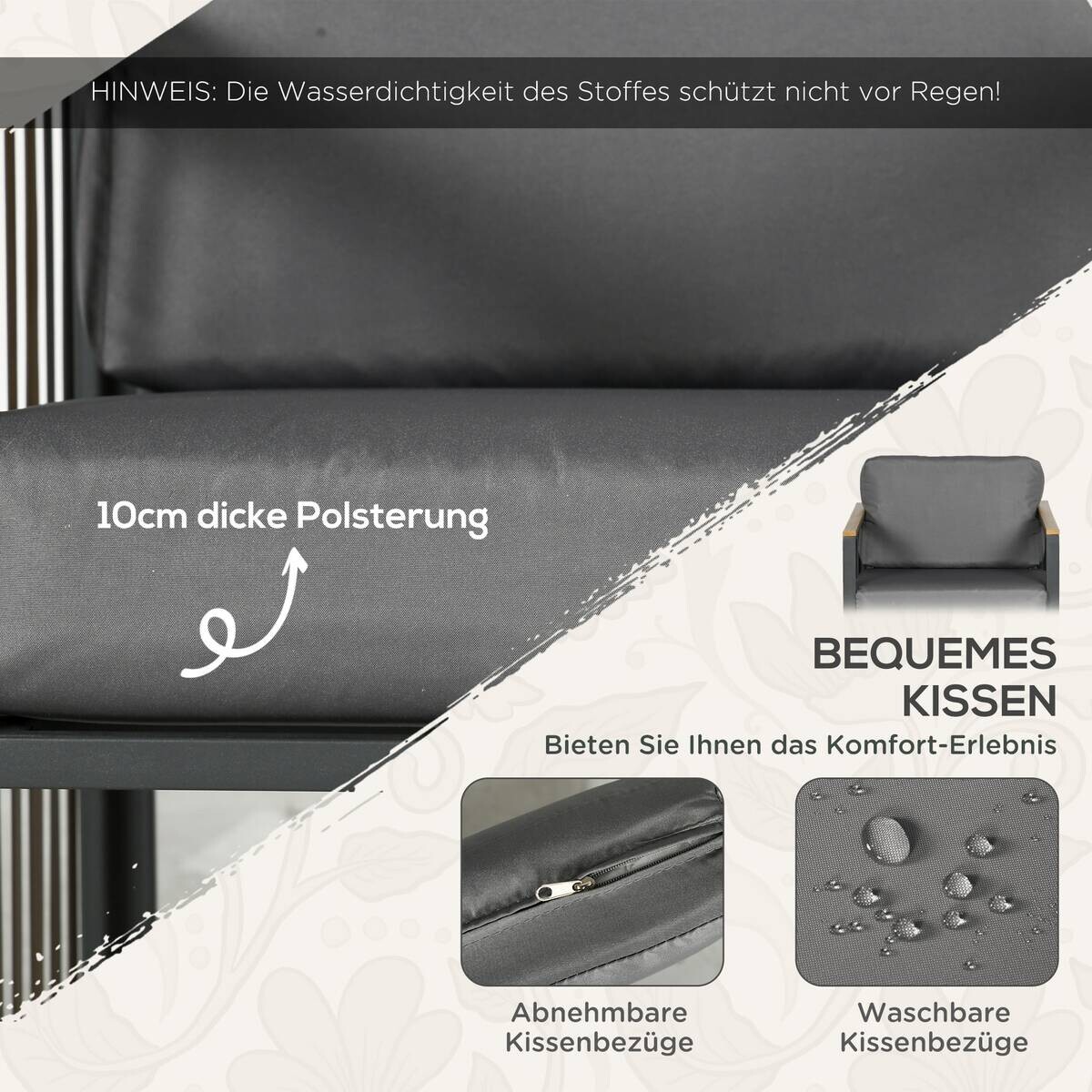 Outsunny Sitzgruppe grau Polyrattan B/H/L: ca. 68x66x68 cm