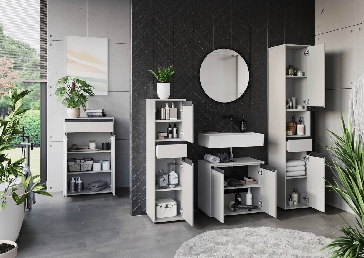 Hochschrank 2203-186 steingrau B/H/T: ca. 33x181x34 cm