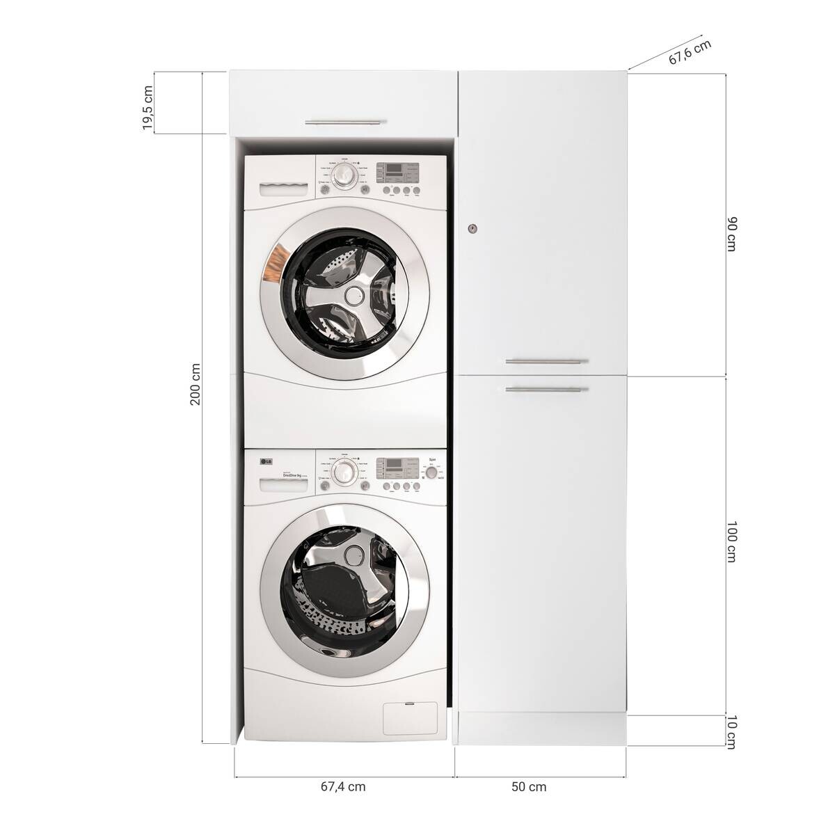 Respekta Hauswirtschaftsraum-Set Clara weiß matt B/H/T: ca. 117,4x200x67,6 cm