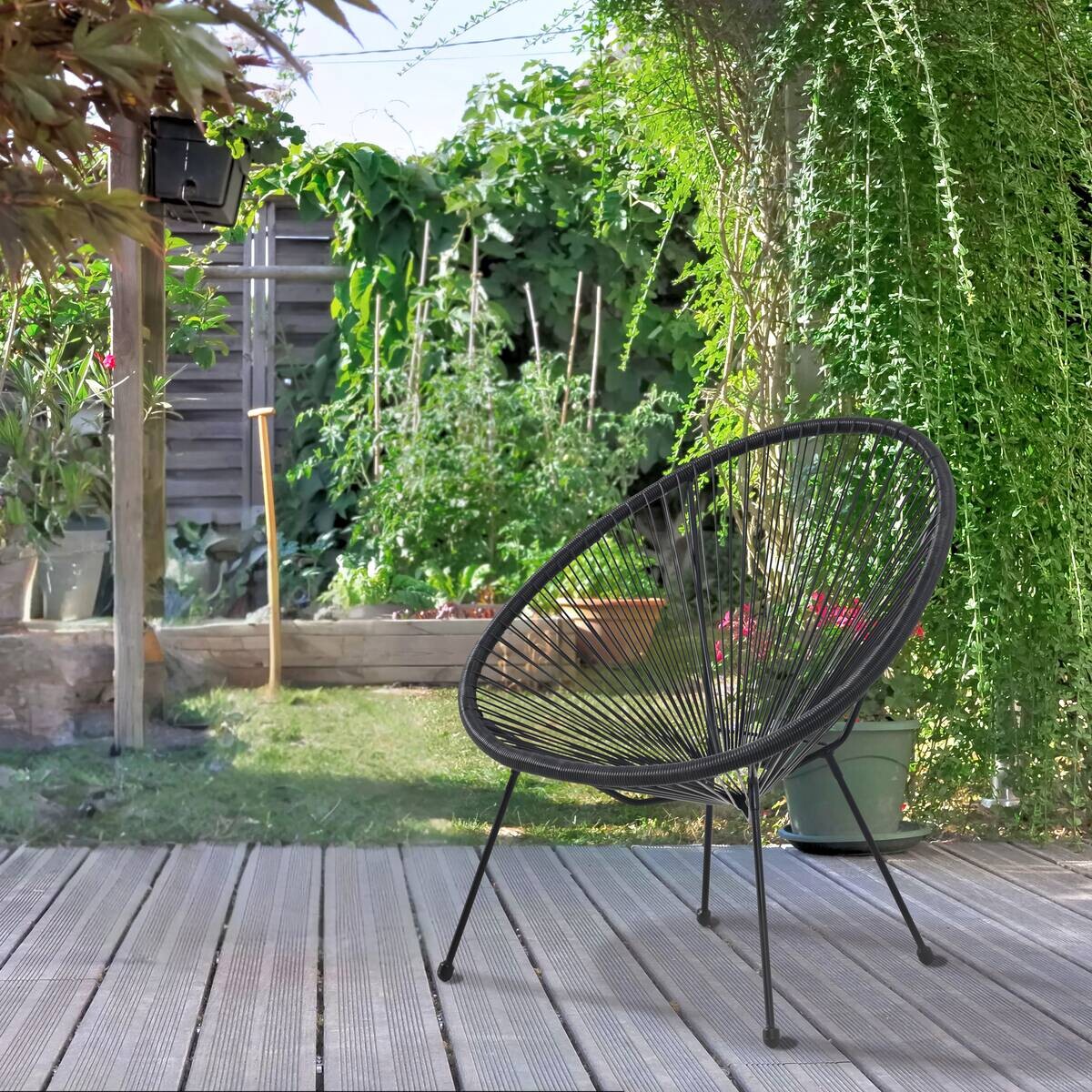 POCOline Gartenstuhl Acapulco schwarz Stahlrohr B/H/L: ca. 73x84x76 cm