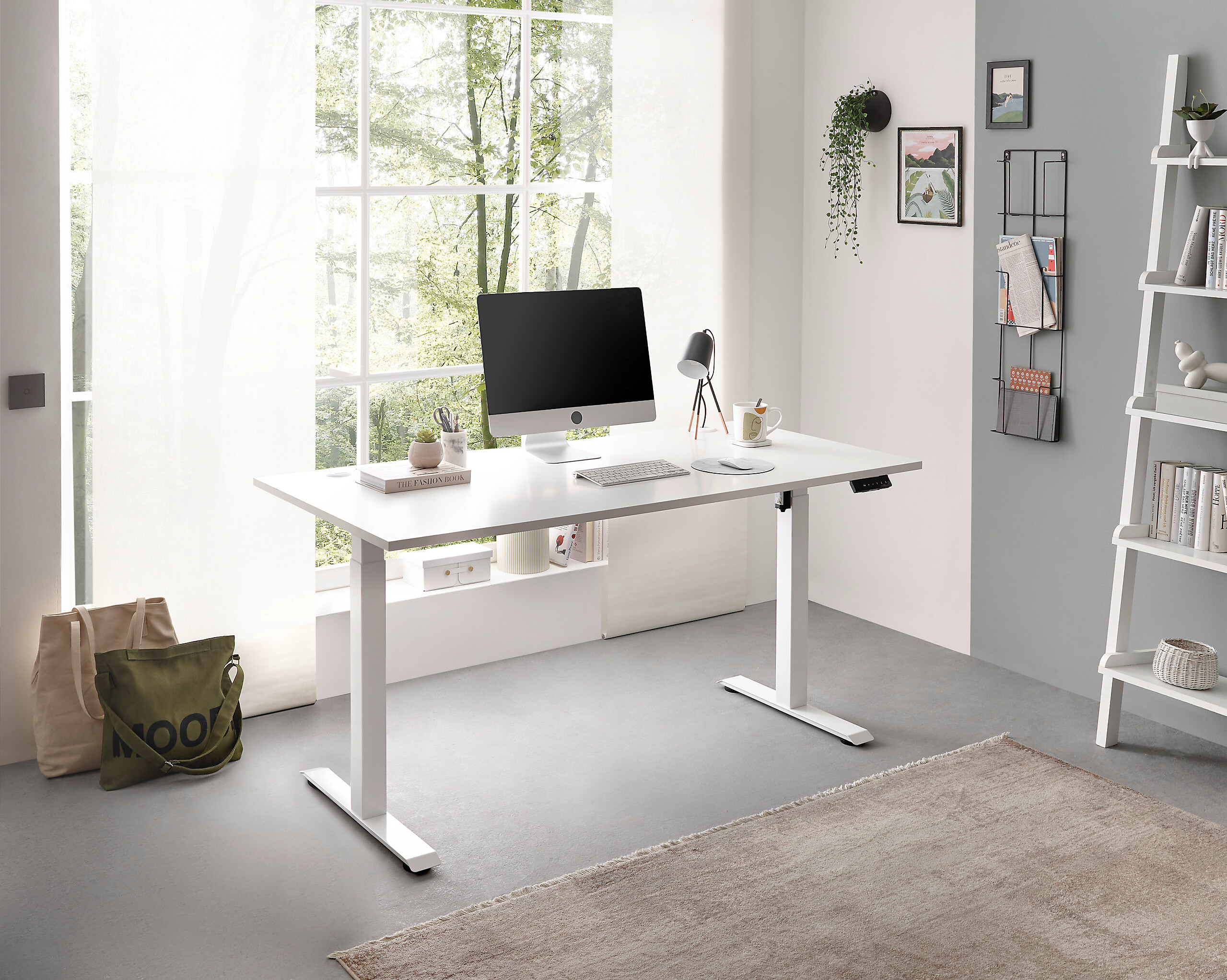 höhenverstellbarer Schreibtisch Ben weiß B/H/T: ca. 137x120x68 cm