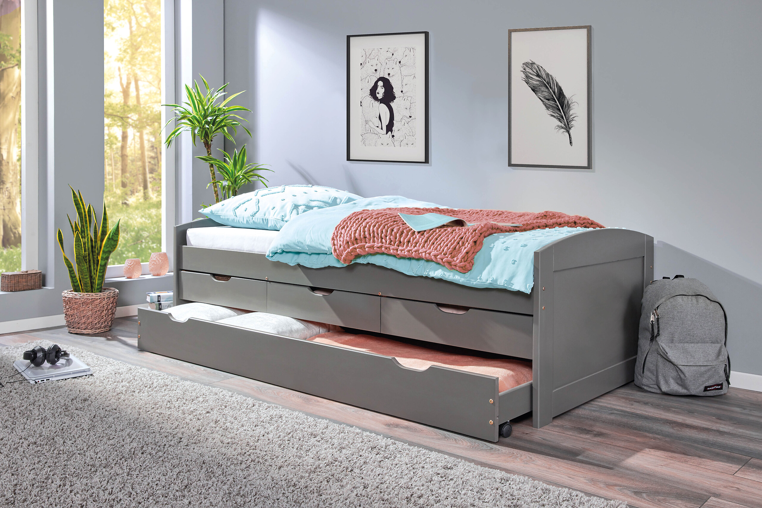 Funktionsbett Lena grau Liegefläche B/L: ca. 90x200 cm