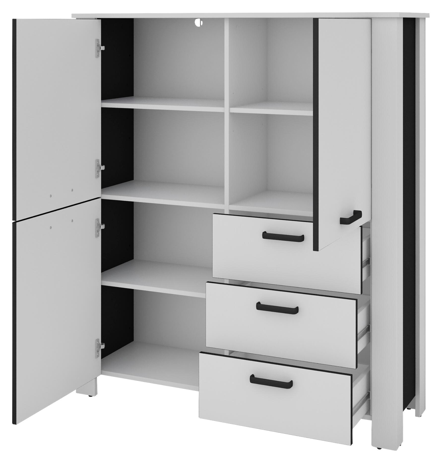 Highboard FARO weiß schwarz B/H/T: ca. 120x137x40 cm