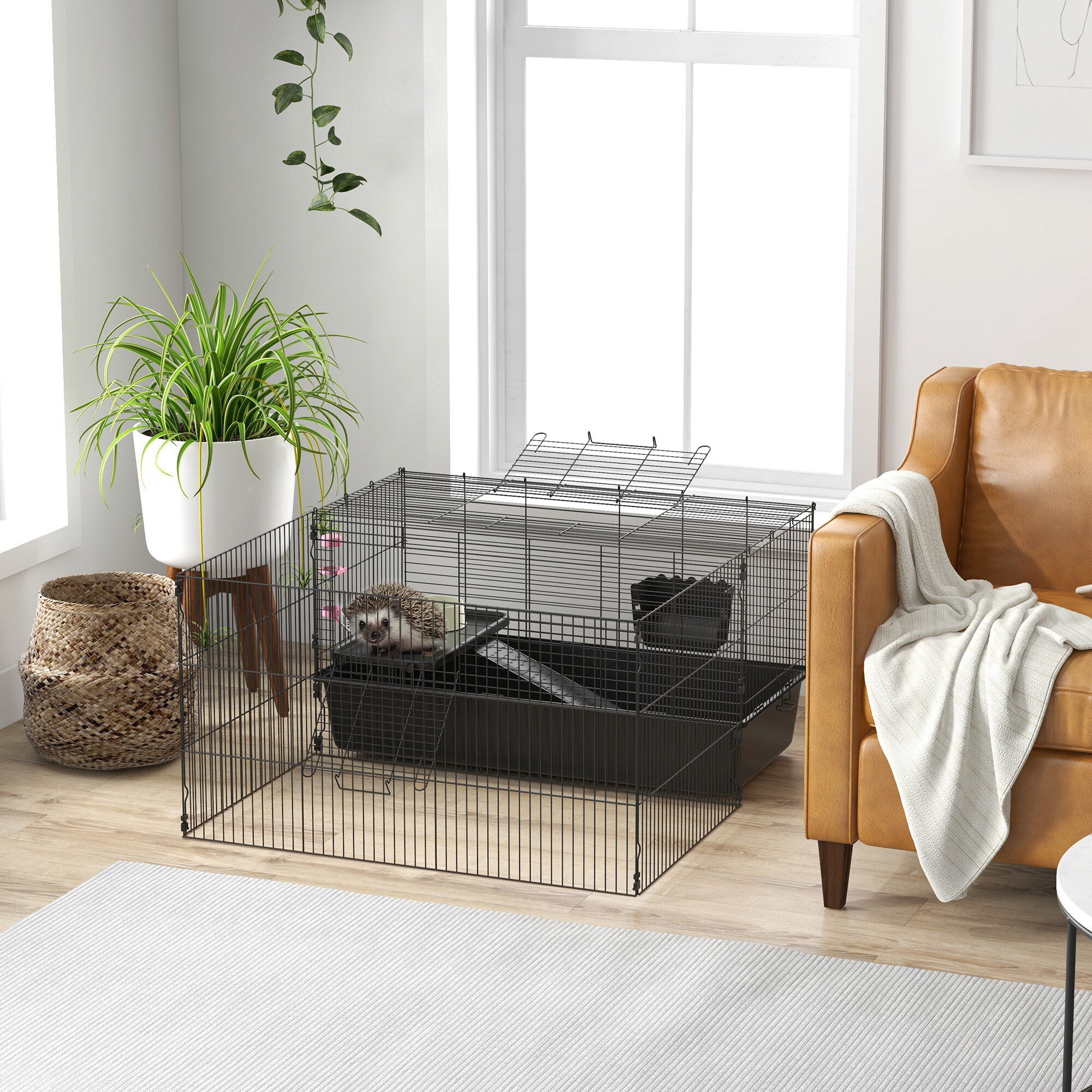 PawHut Kleintierkäfig schwarz Stahl B/H/L: ca. 99x54x112,5 cm