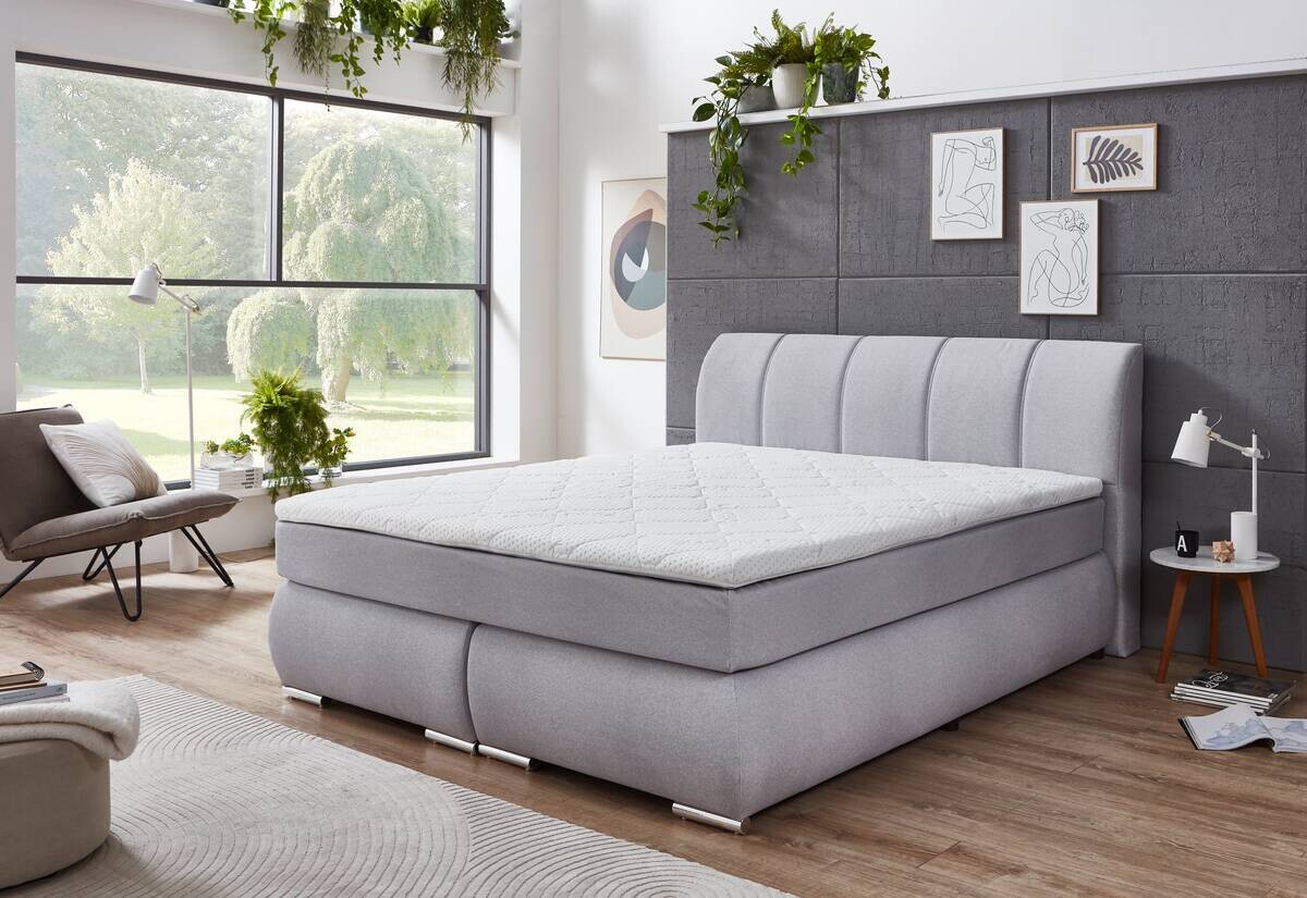 Boxspringbett Graz silber Liegefläche B/L: ca. 180x200 cm