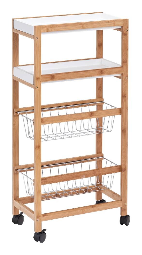 Zeller Küchenwagen weiß Bambus B/H/T: ca. 40x83x22 cm