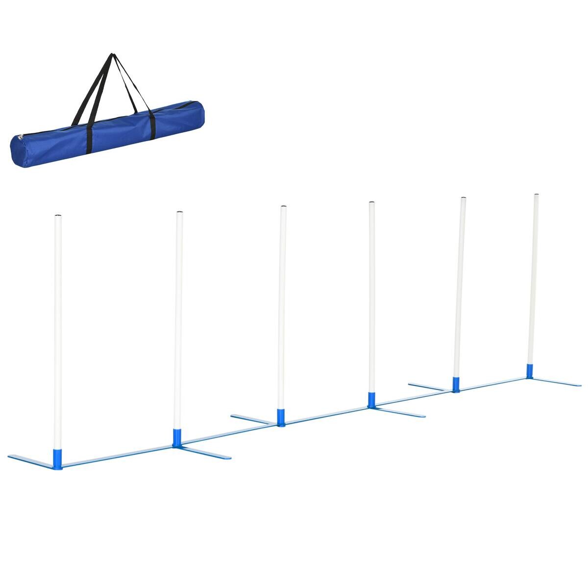 PawHut Hunde-Agility-Set blau Kunststoff B/H/L: ca. 60x94x305 cm