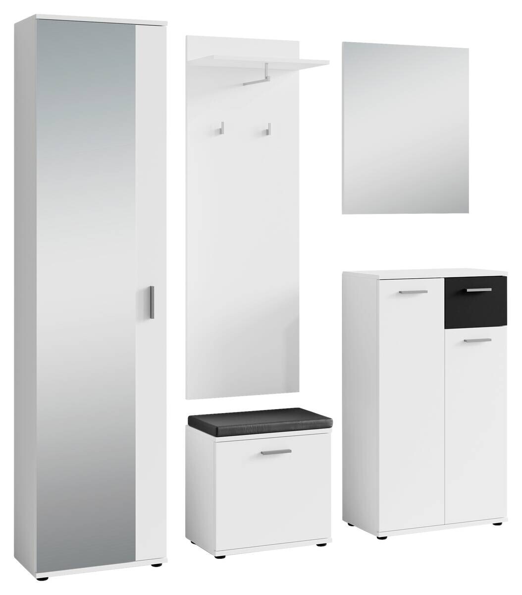 Garderobenset JAKOB Set 5-tlg. weiß schwarz