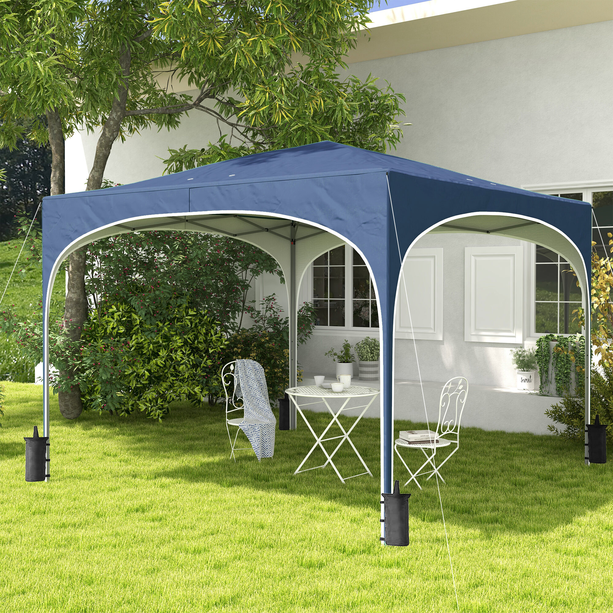 Outsunny Pavillon blau Polyester-Mischgewebe B/H/L: ca. 295x255x295 cm