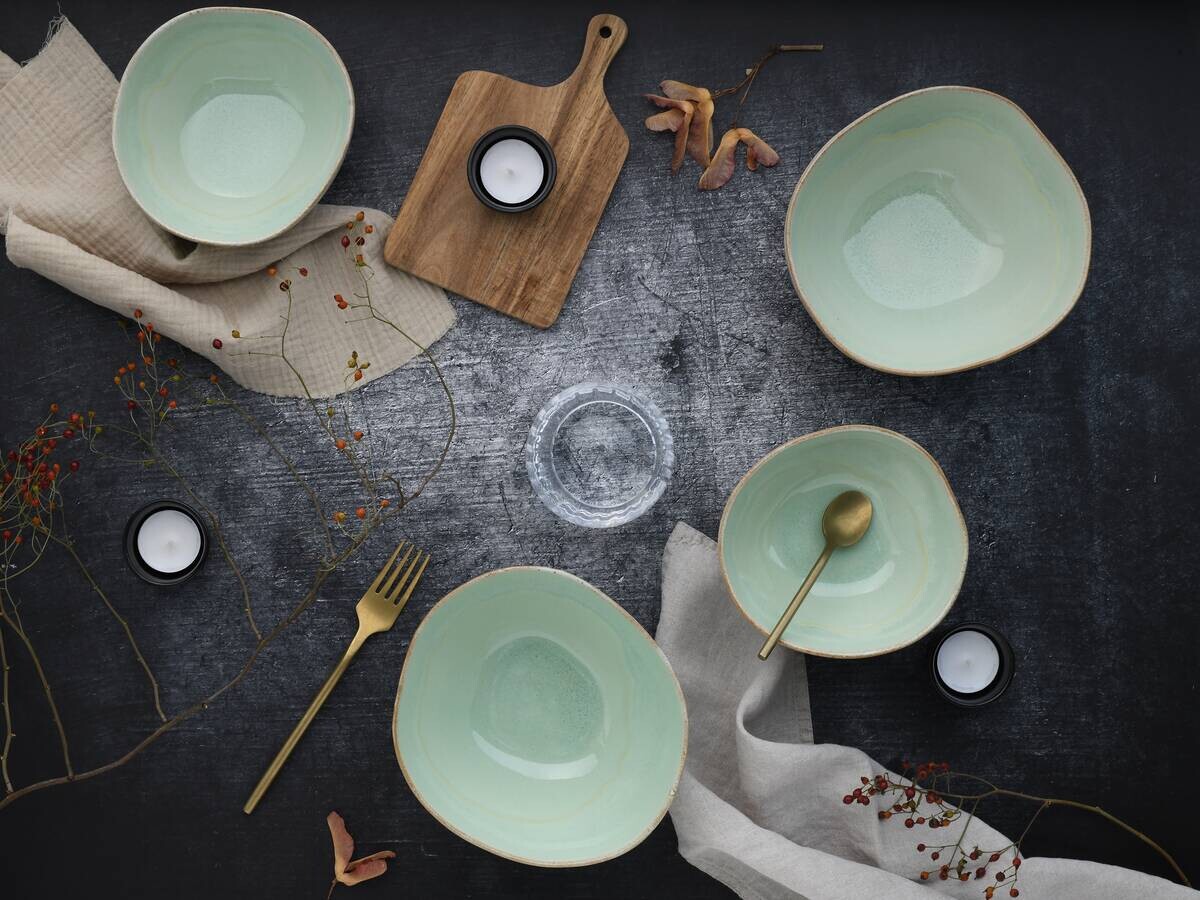 CreaTable Bowl-Set Basalt Bio salbei Steinzeug