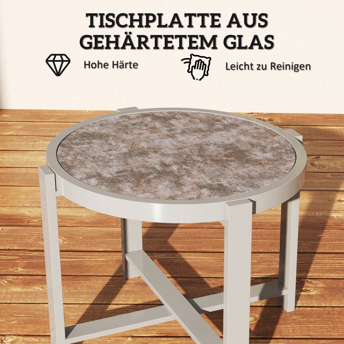 Outsunny Gartentisch grau Aluminium B/H/L: ca. 60x46x60 cm
