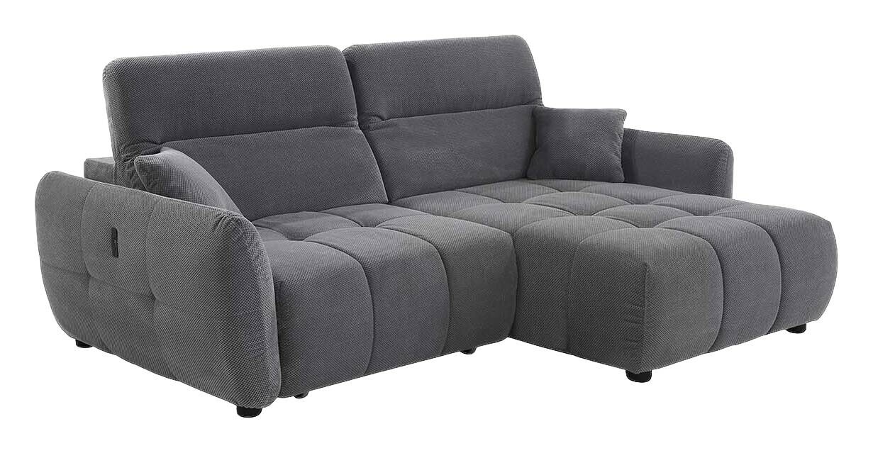 Ecksofa mit elektrischer XXL Sitztiefenverstellung grau Kord B/H/T: ca. 260x106x191 cm