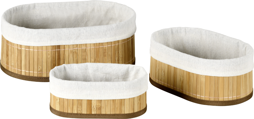 Kesper Bambus Körbchen 3er Set braun B/H/L: ca. 12x20x30 cm