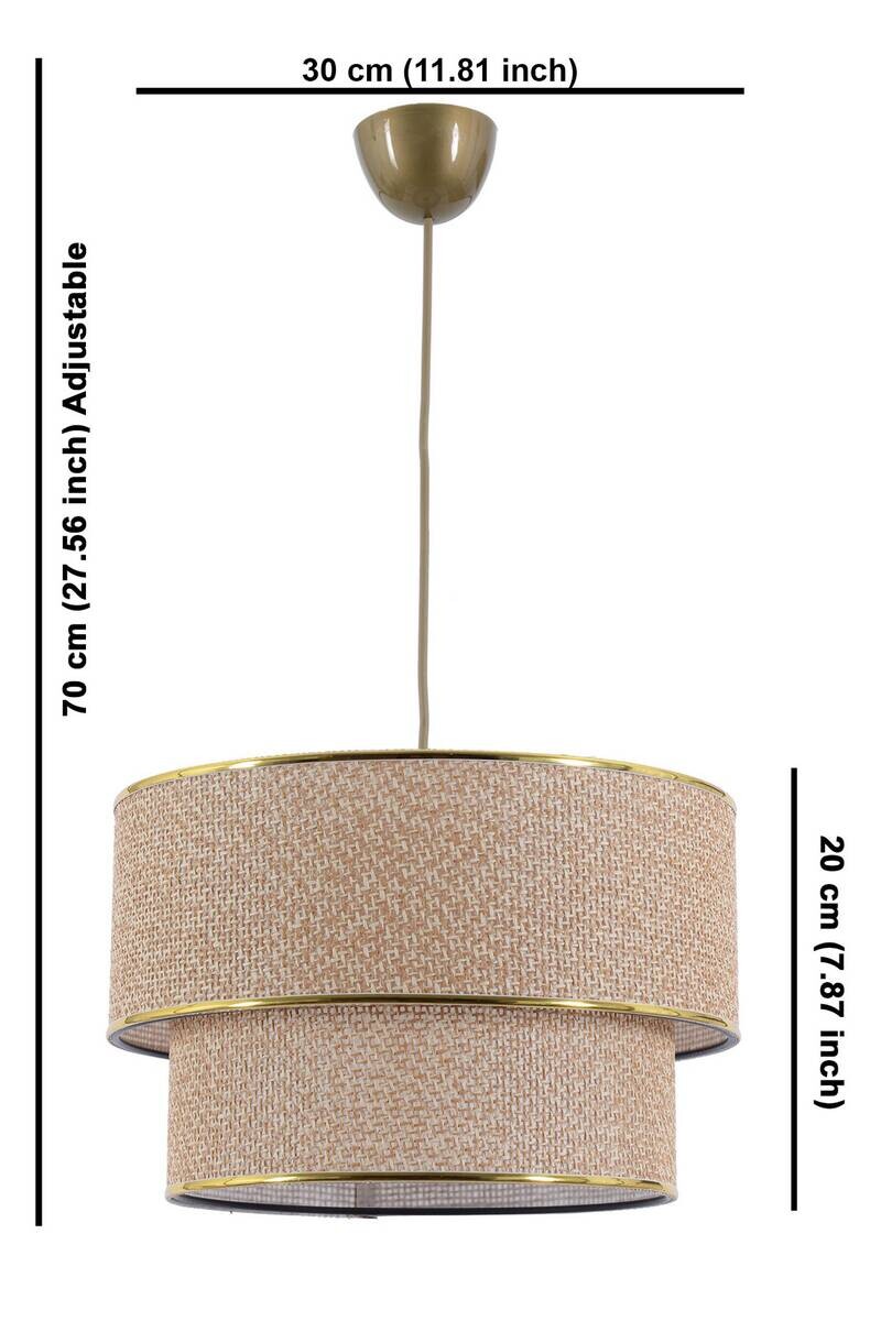 Opviq Pendelleuchte Coral ecru braun Metall Baumwolle B/H/T/L/D: ca. 30x70x30x30x30 cm E27 1 Brennstellen