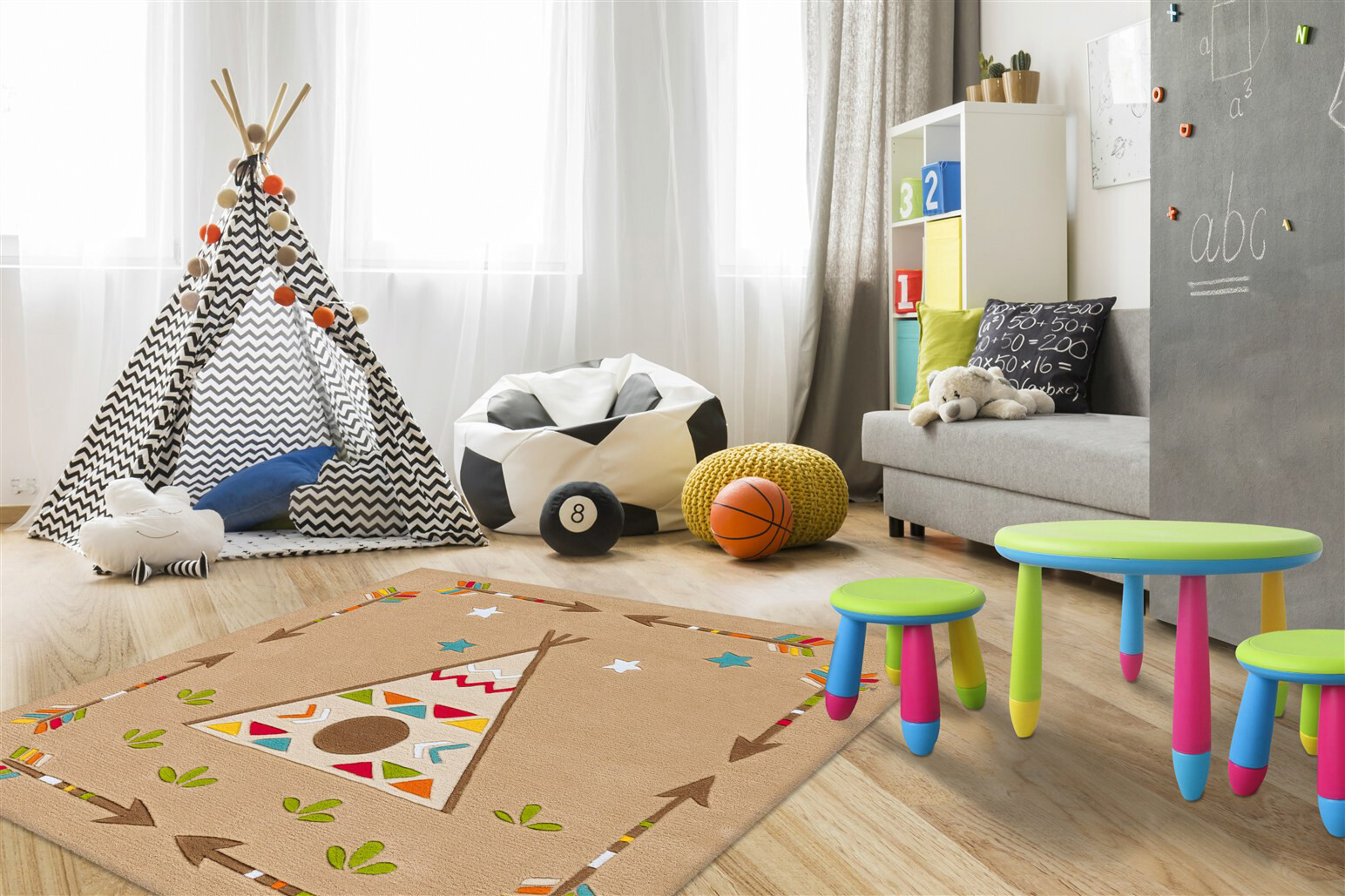 Arte Espina Kurzflorteppich Spirit Glowy 3142 mehrfarbig B/L: ca. 130x130 cm