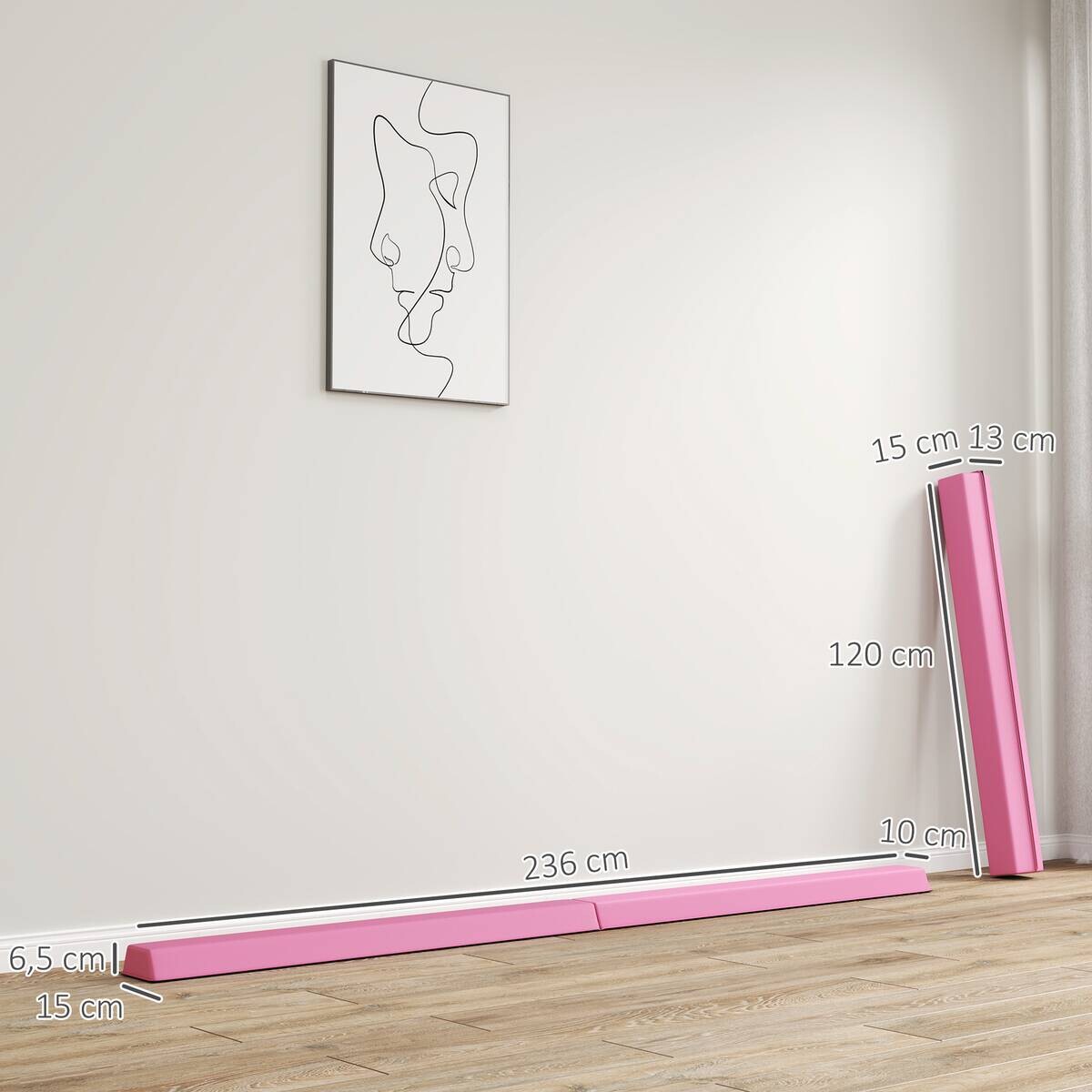 SPORTNOW Schwebebalken rot Kunststoff B/H/L: ca. 15x6,5x236 cm