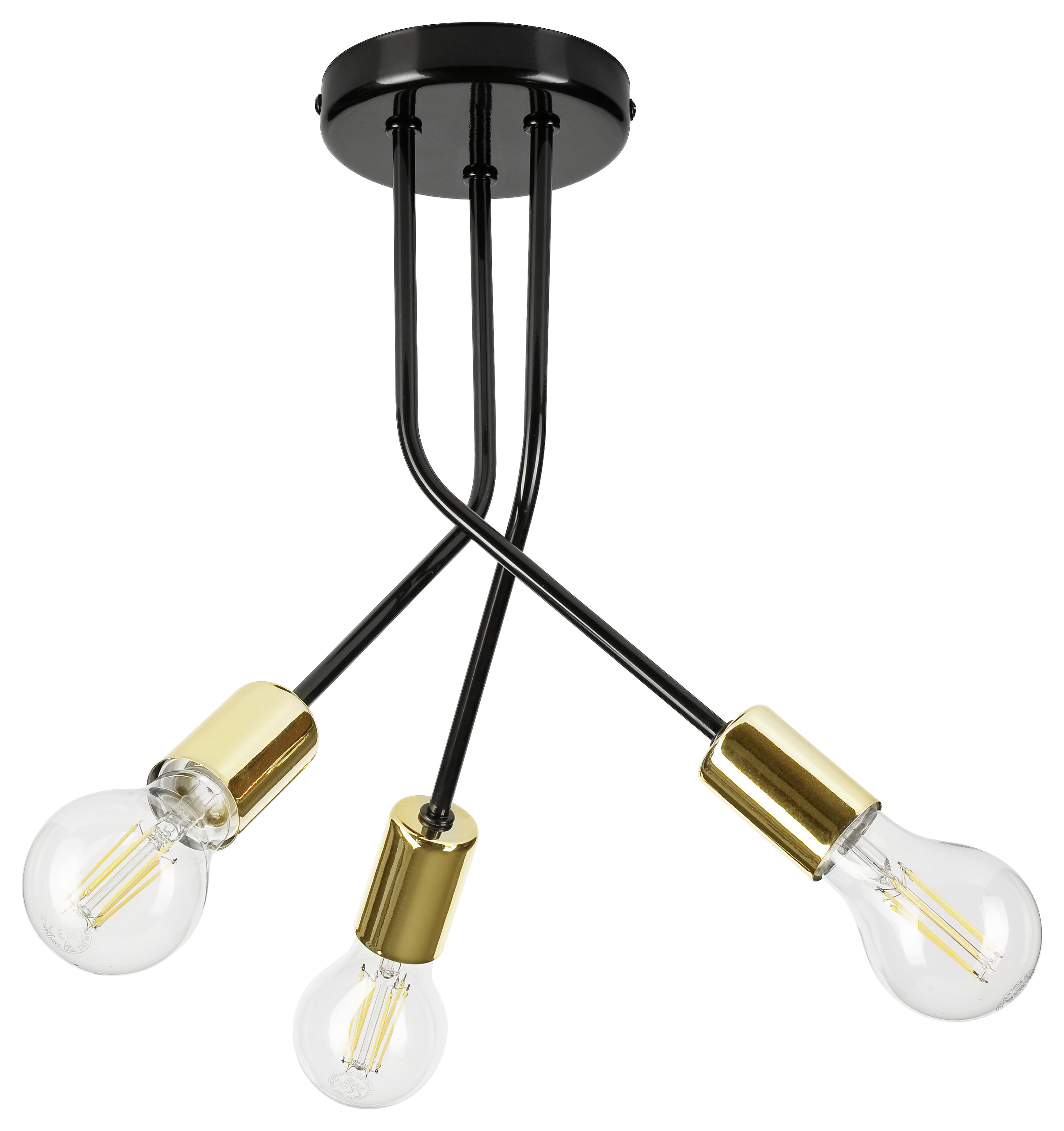 Lamkur Deckenleuchte gold Stahl B/H/L: ca. 33x34x33 cm E27 3 Brennstellen