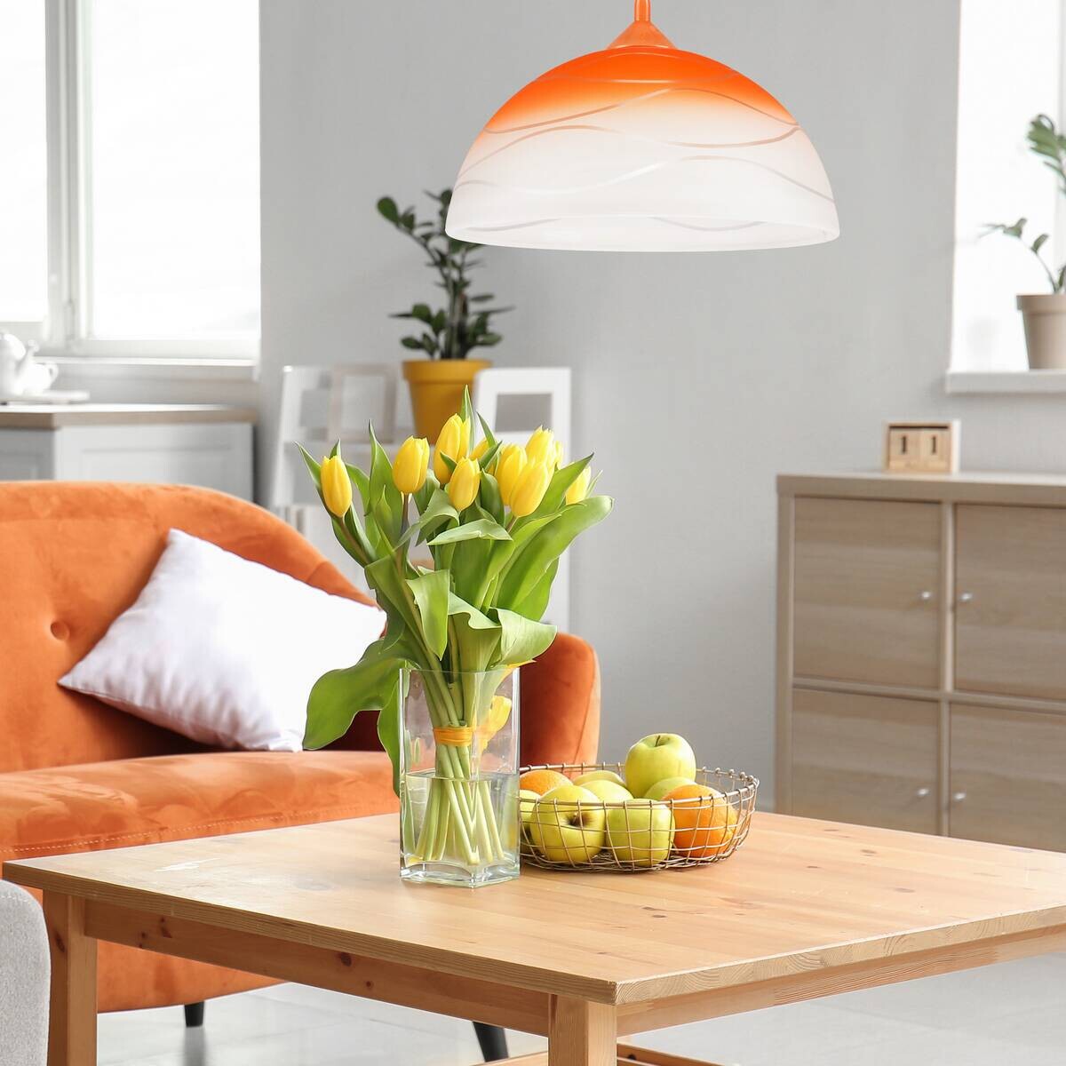 Lamkur Hängeleuchte orange Glas B/H/L: ca. 31x17x31 cm E27 1 Brennstellen