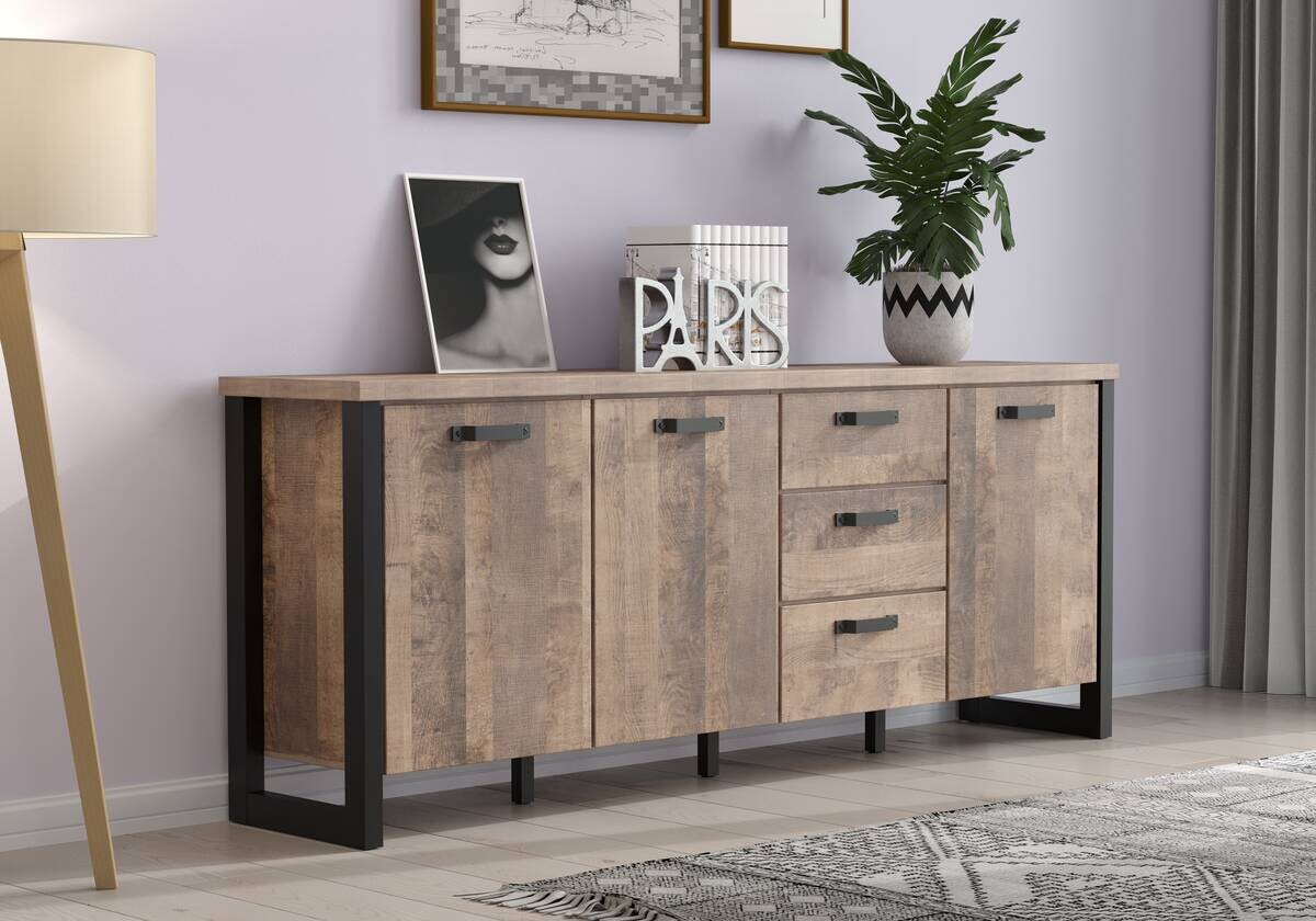 Sideboard Emile Eiche Tabak Nachbildung B/H/T: ca. 214x86x45 cm