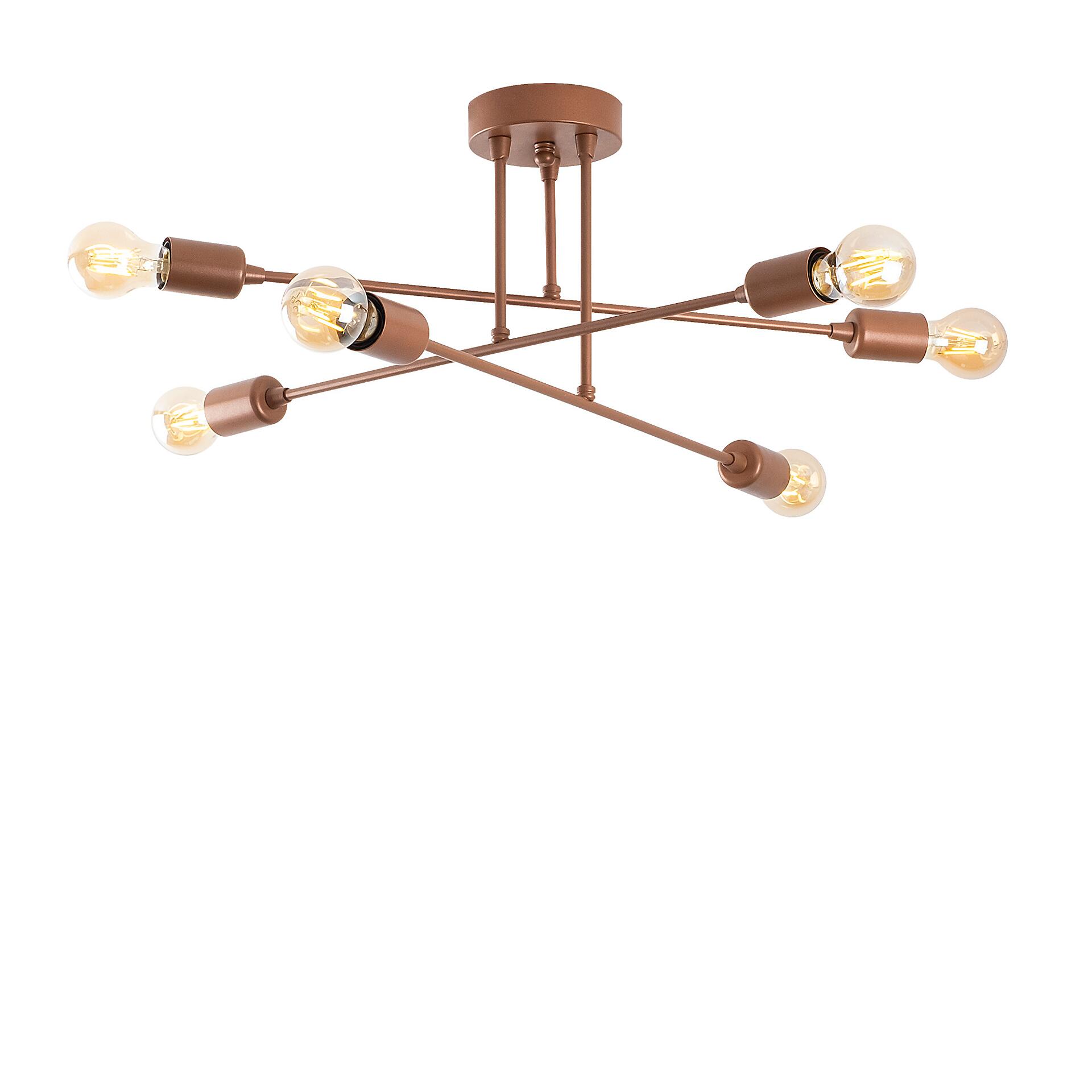 Opviq Deckenleuchte Fleur-1502 Kupfer B/H/T/L/D: ca. 66x27x66x66x66 cm E27 6 Brennstellen