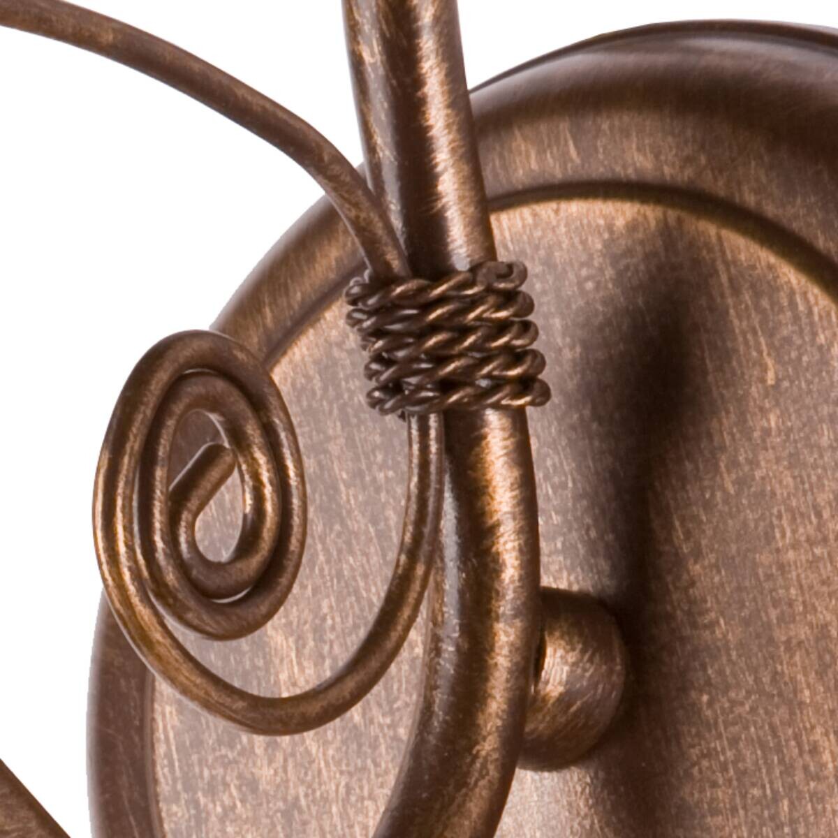 Lamkur Wandleuchte Retro II braun Glas Stahl H/L: ca. 30x25 cm E27 1 Brennstellen