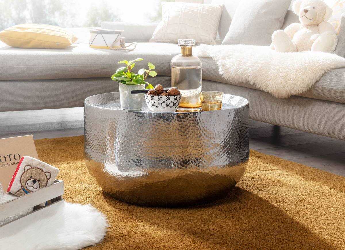Wohnling Couchtisch silber B/H/T: ca. 60x35x60 cm