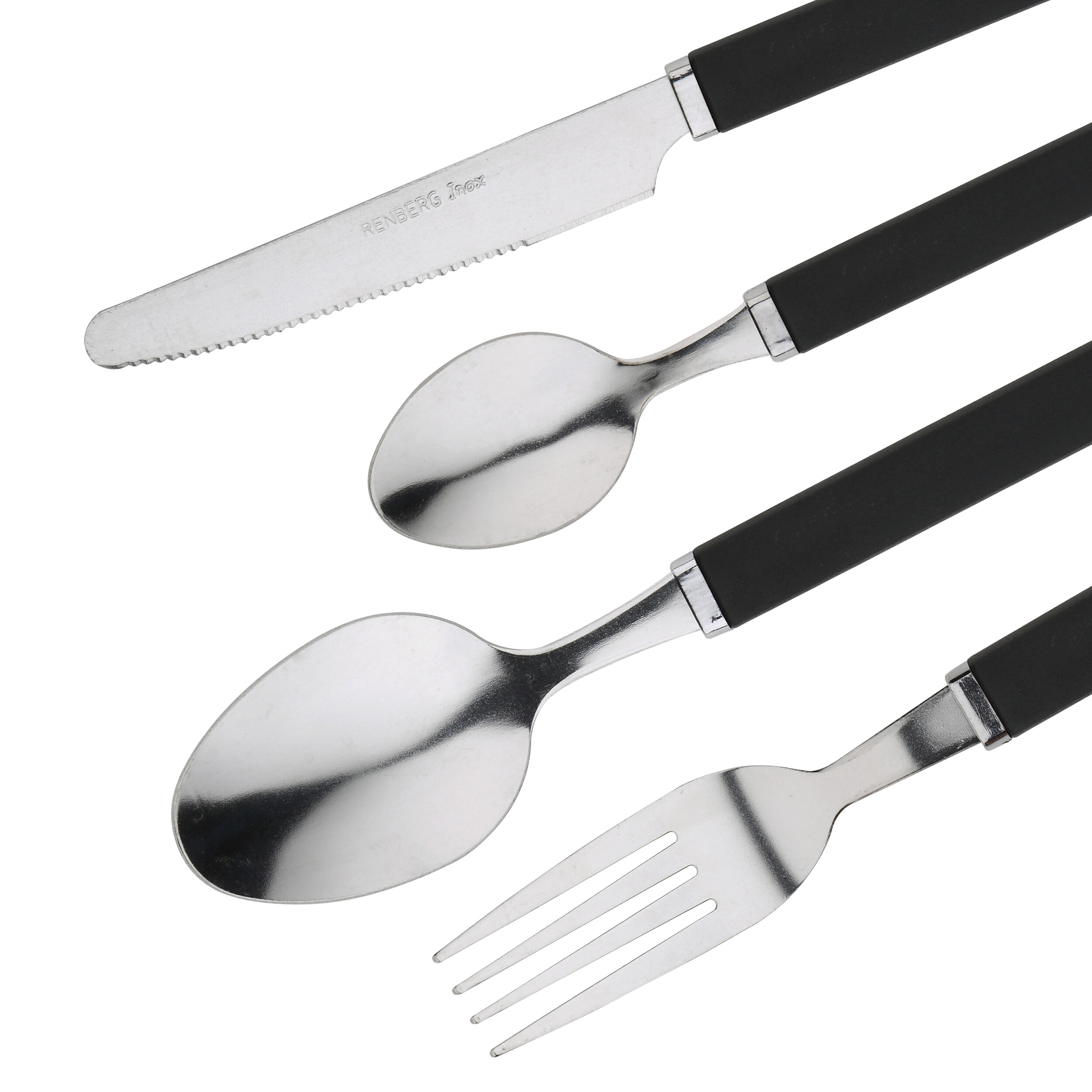RENBERG Besteckset FUNNY BLACK schwarz Edelstahl 24 tlg.