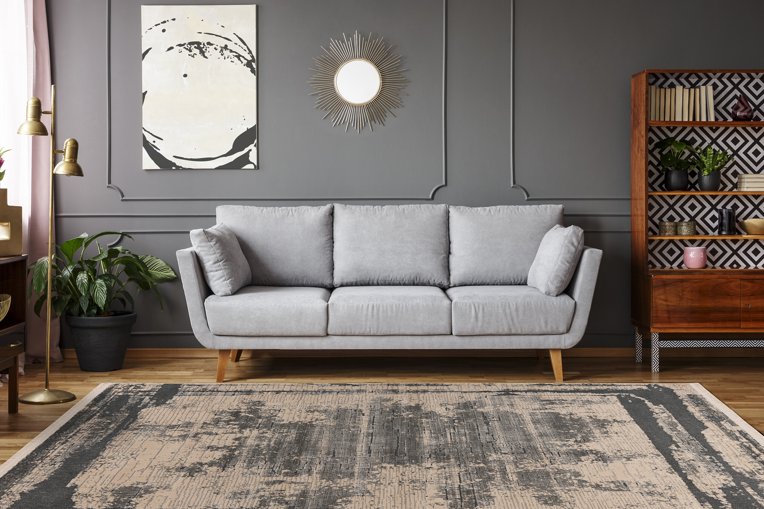 Kayoom Kurzflorteppich Adela 225 grau B/H/L: ca. 160x1,3x230 cm