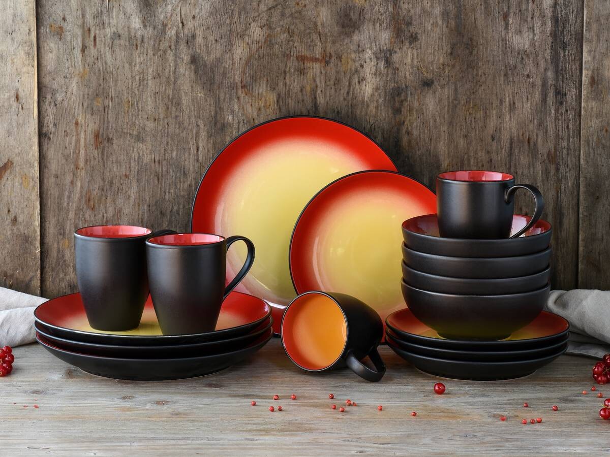 CreaTable Kombiservice HOT RED rot Steinzeug 16 tlg.