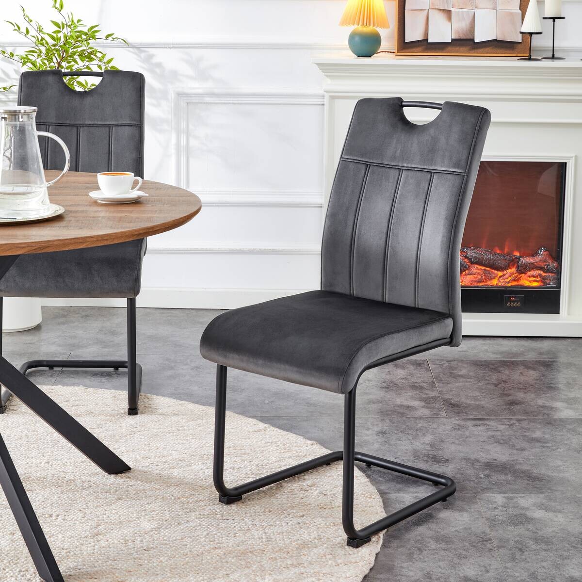 Schwingstuhl LISA, 2er Set anthrazit schwarz B/H/T: ca. 43x98x61 cm