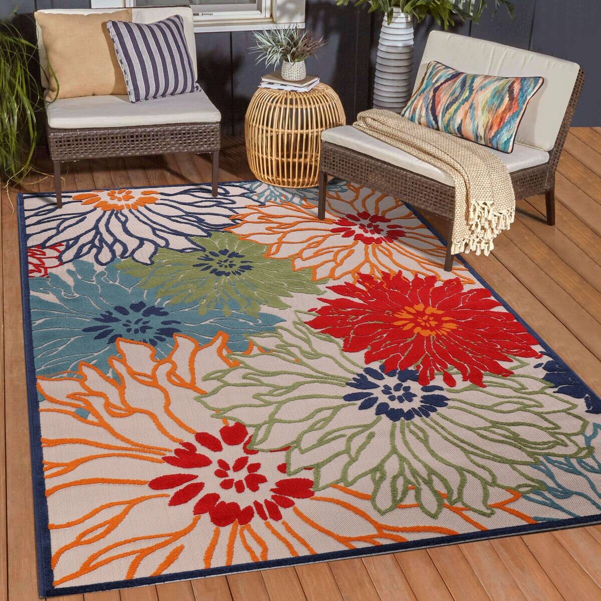 Sanat Outdoorteppich FLORAL bunt B/L: ca. 200x290 cm