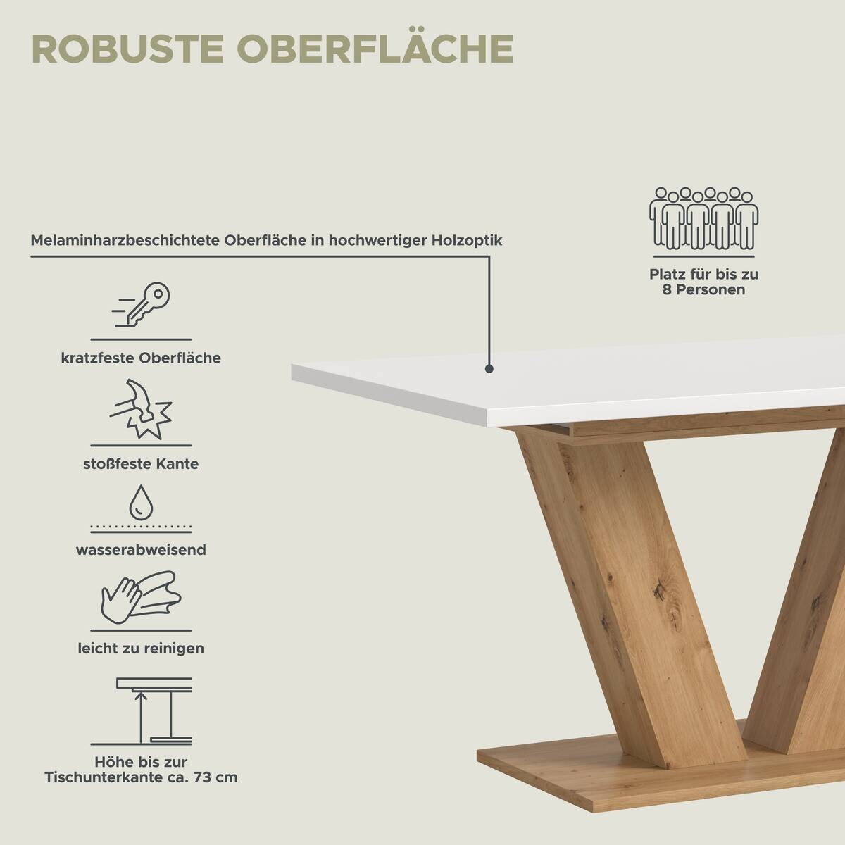 Esstisch MOTION weiß Artisan Nachbildung B/H/T: ca. 150x76x90 cm