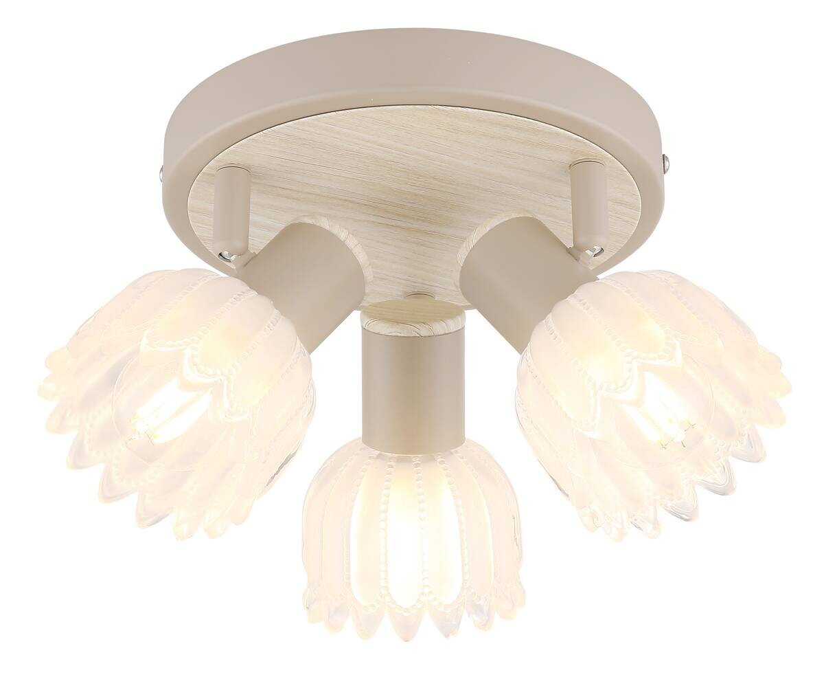 GLOBO Strahler sand Glas Metall B/H/L: ca. 11x20x20,5 cm E14 3 Brennstellen