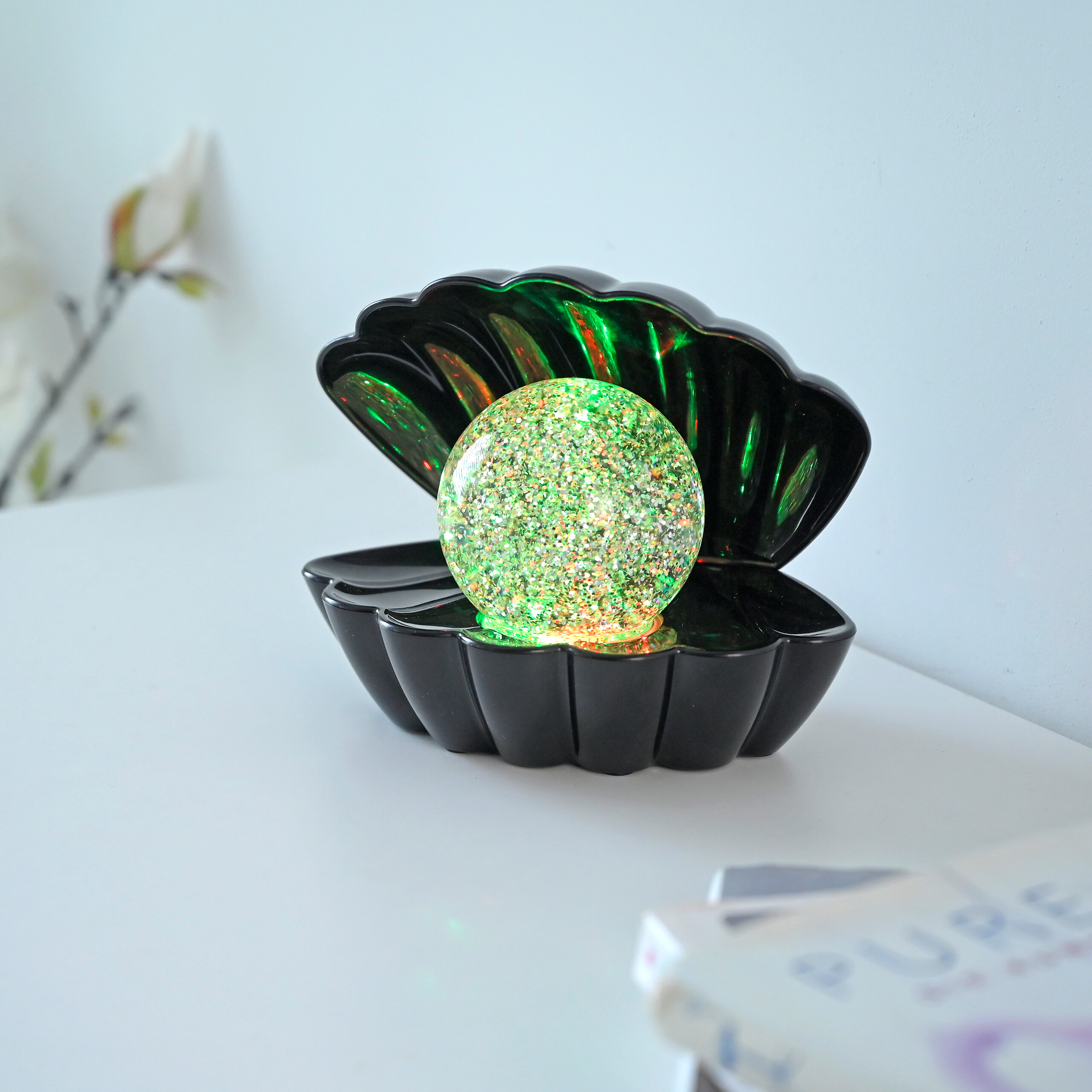 Just Light LED-Dekoleuchte Muschel schwarz Kunststoff B/H/D: ca. 18x13x14,8 cm