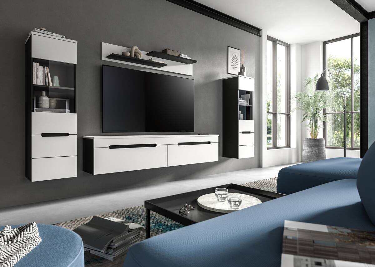 Wohnwand Canu basaltgrau weiß B/H/T: ca. 272x141x33 cm