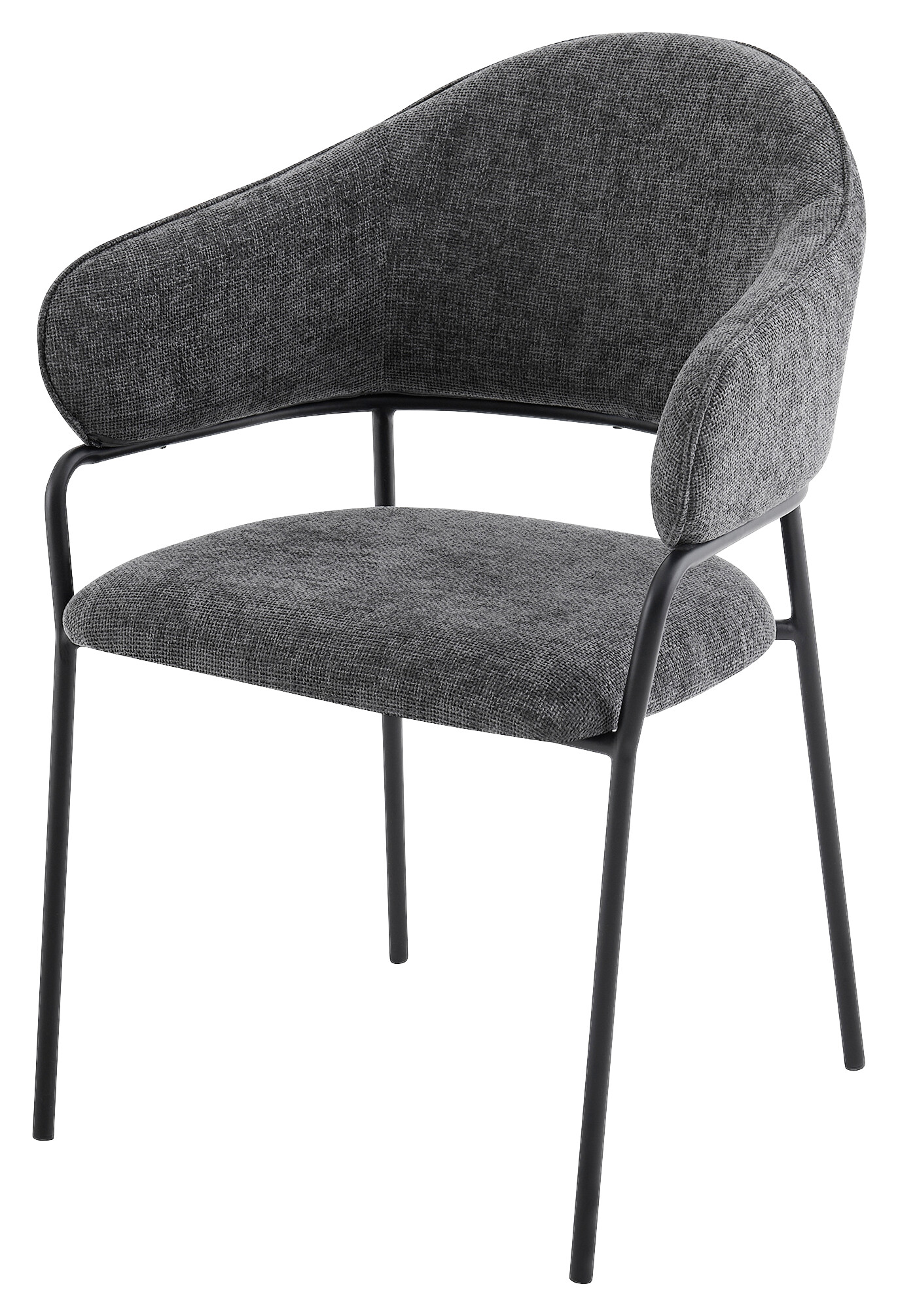 Stuhl CURVE, 2er-Set schwarz grau Metall Stoff B/H/T: ca. 60x86x58 cm