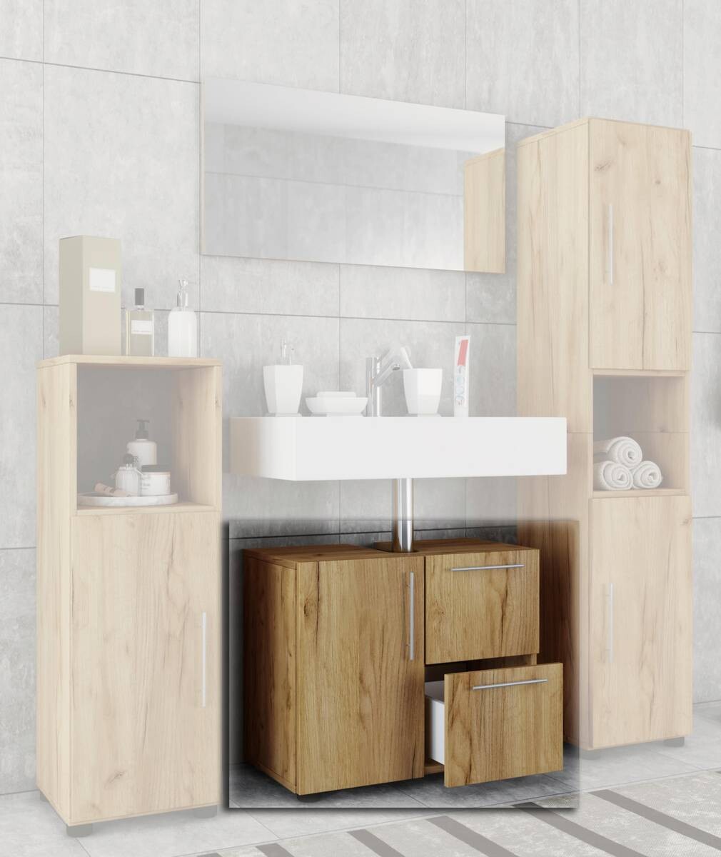 Badunterschrank Flandu Eiche Honig Nachbildung B/H/T: ca. 60x51x30 cm