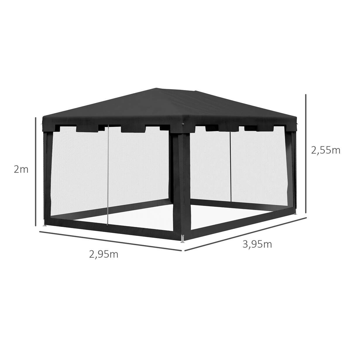 Outsunny Pavillon schwarz Polypropylen B/H/L: ca. 295x395x255 cm