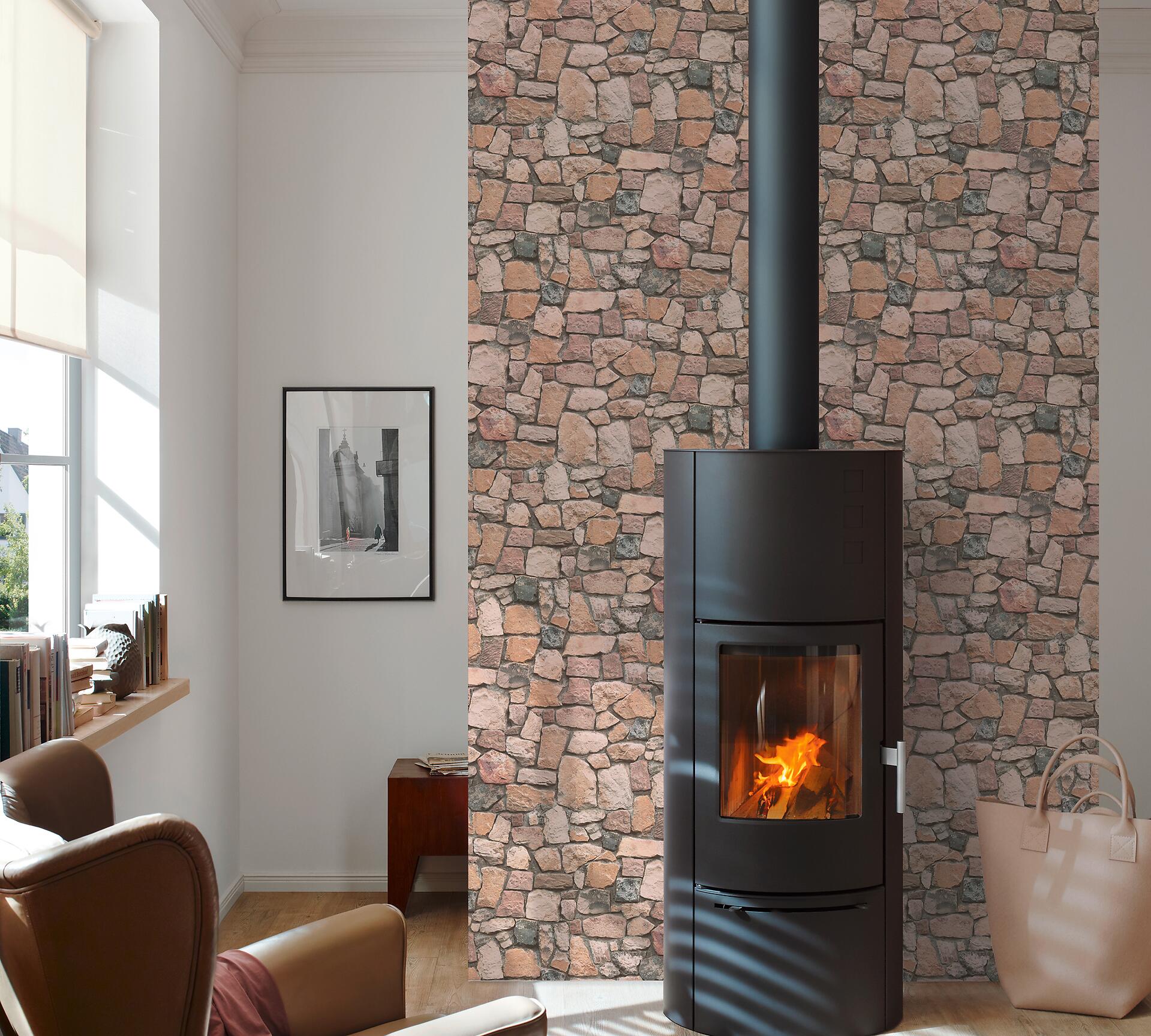 Papiertapete Steinoptik bunt B/L: ca. 53x1005 cm