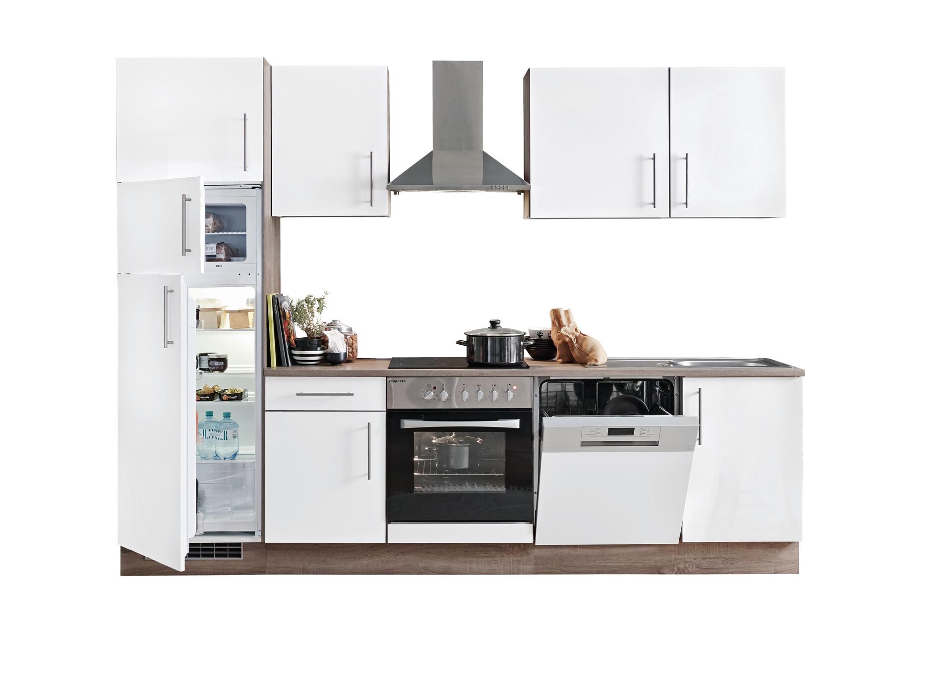 Küchenblock Judith weiß Lack Hochglanz B/H/T: ca. 280x212x60 cm