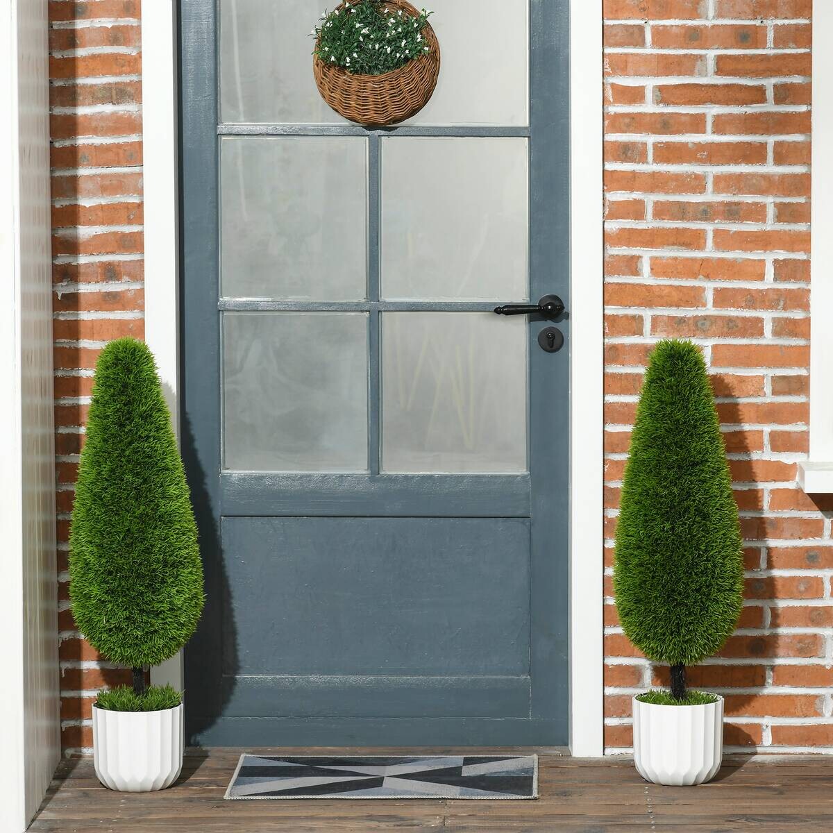 HOMCOM Kunstpflanze grün Edelstahl B/H/L: ca. 12x12x90 cm