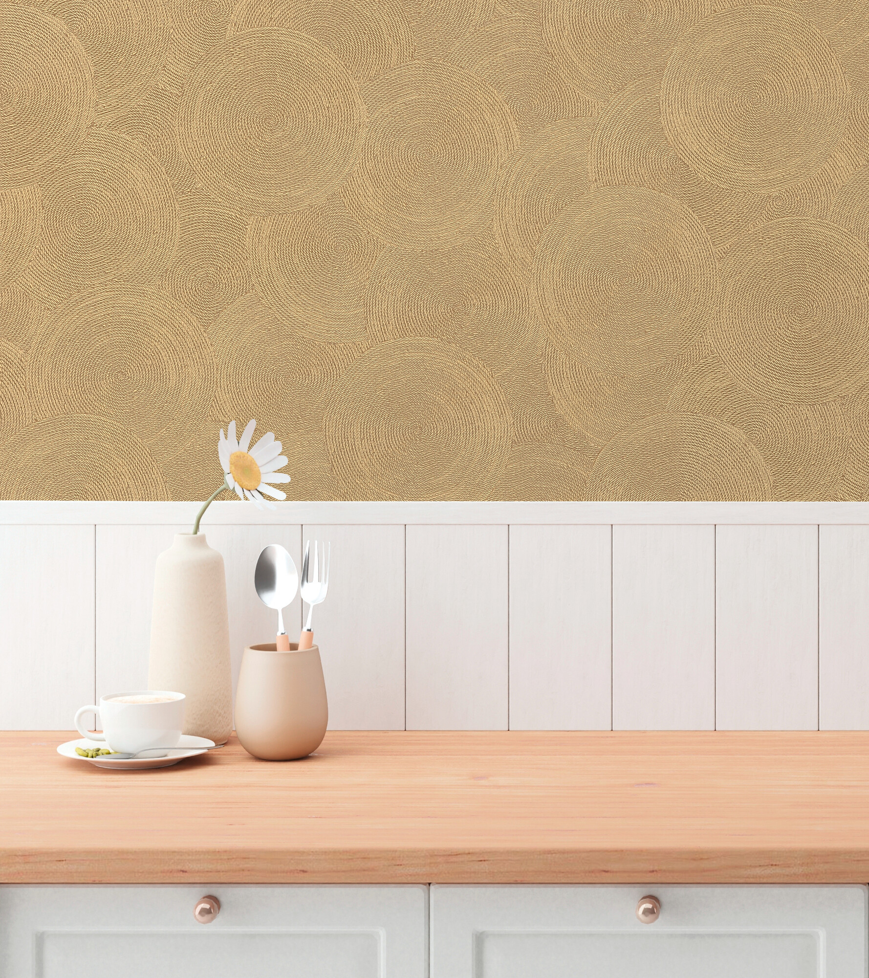 A.S.Creation Vliestapete gelb braun B/H/D: ca. 53x1005x8,8 cm