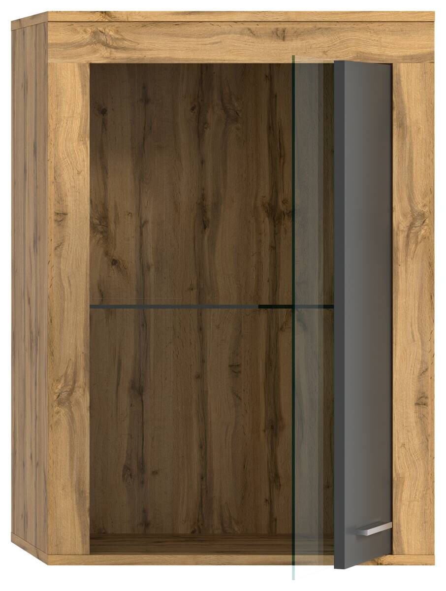 Vitrine Jam Eiche Wotan Nachbildung grau B/H/T: ca. 60x86x35 cm