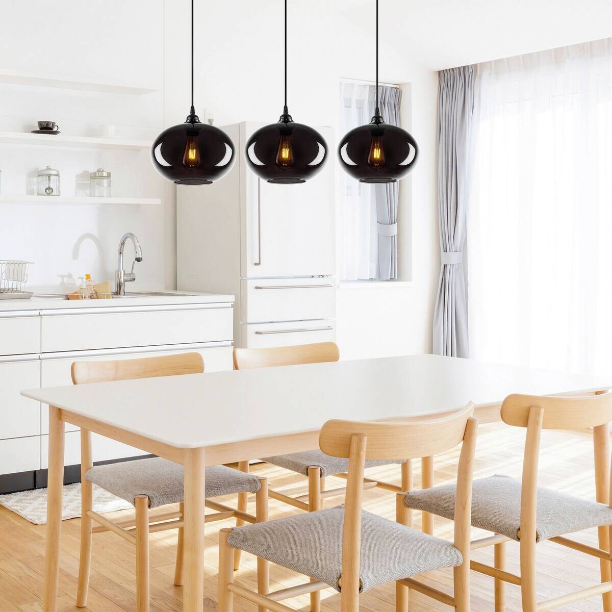 Pendelleuchte grau Rauch Metall Glas B/H/T/L: ca. 97x120x97x97 cm E27 1 Brennstellen