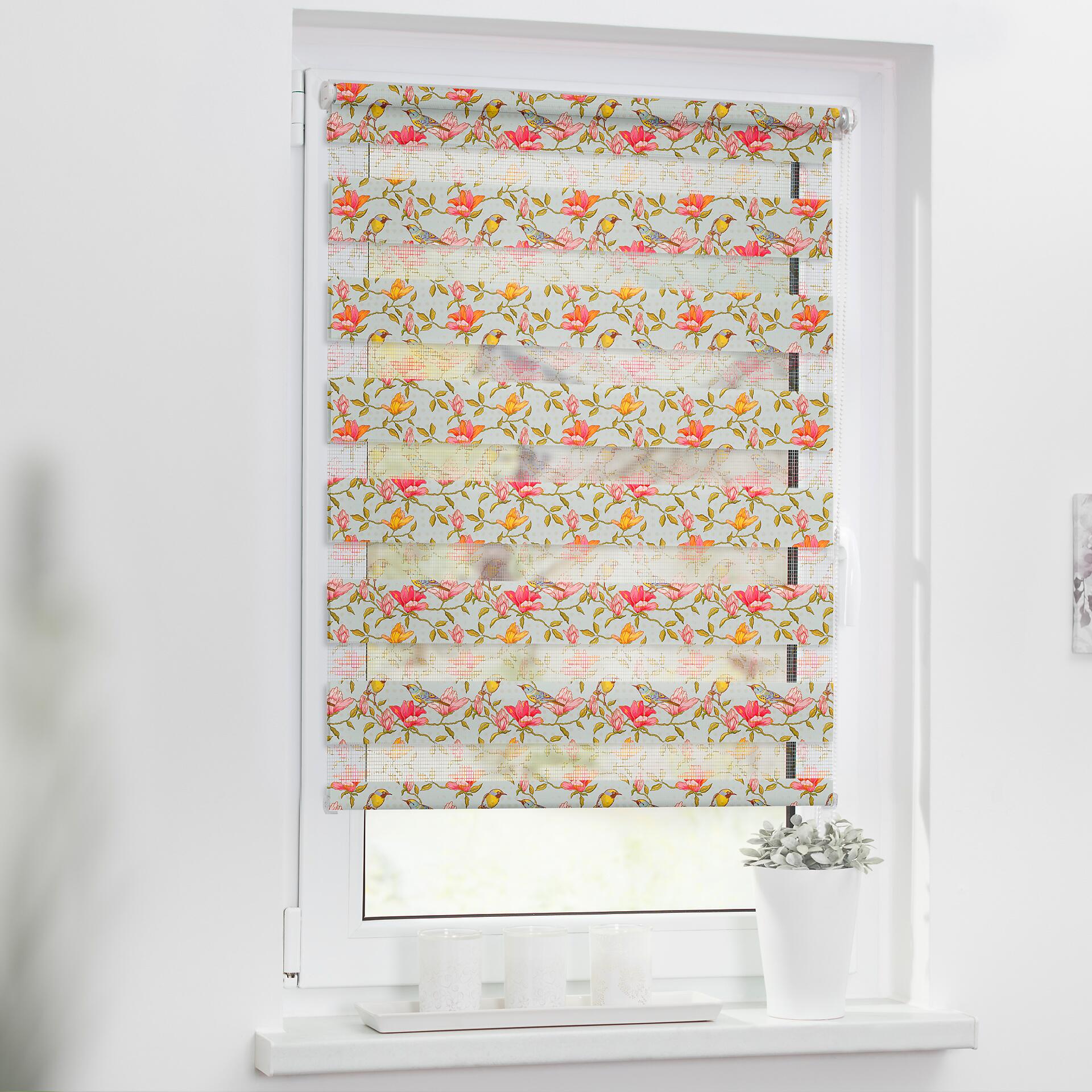 LICHTBLICK Doppelrollo Duo Birds grün B/L: ca. 45x150 cm