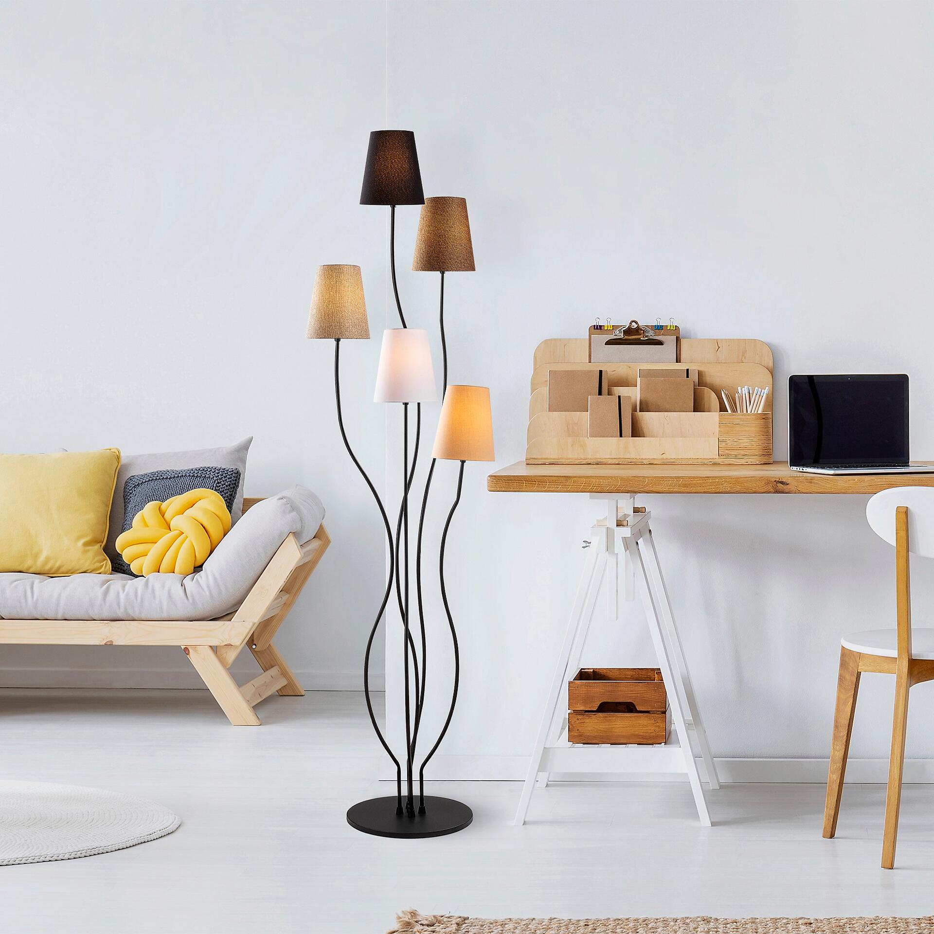 Opviq Stehleuchte mehrfarbig Metall B/H/T/L/D: ca. 44x160x44x44x44 cm E14 5 Brennstellen