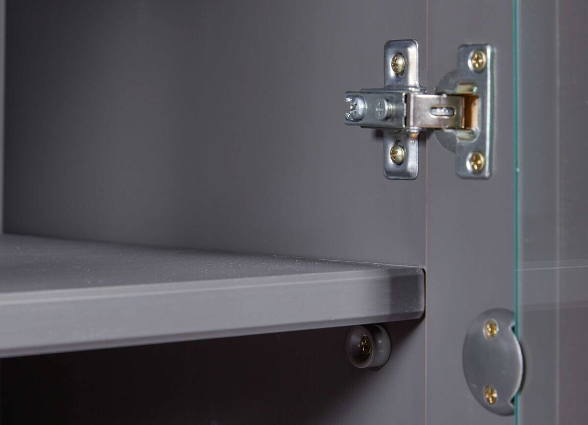 Vitrine Forenzo grau lackiert Holz B/H/L: ca. 38,4x190x90 cm