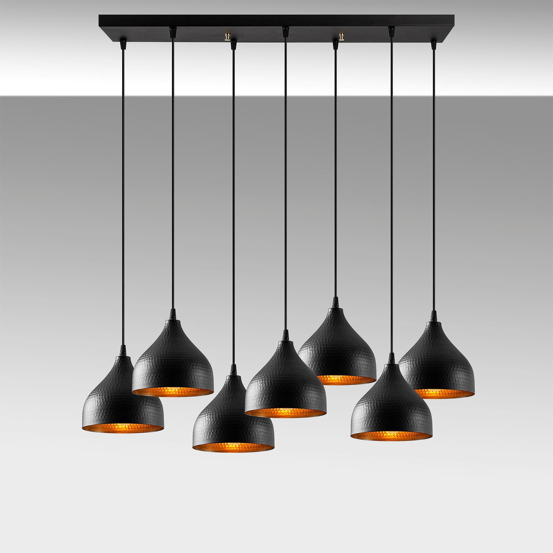 Opviq Pendelleuchte Tattoo-6221 schwarz B/H/T/L: ca. 88x114x40x88 cm E27 7 Brennstellen