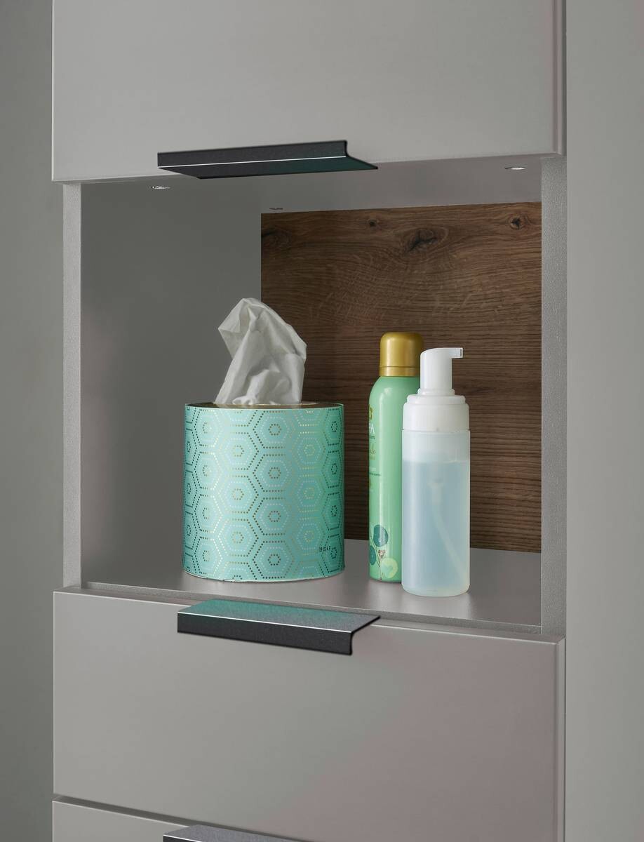 Hochschrank Denver grau matt Eiche Evoke Coast Nachbildung B/H/T: ca. 38x195x32 cm